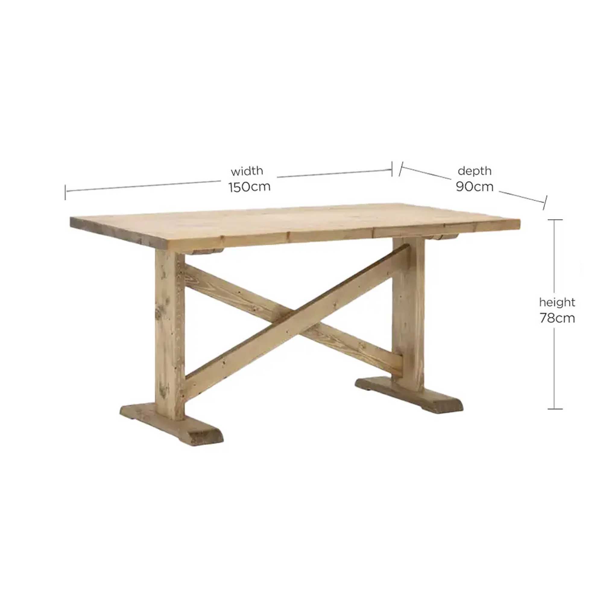 Newsham Dining Table 150cm - Grey Waxed Finish