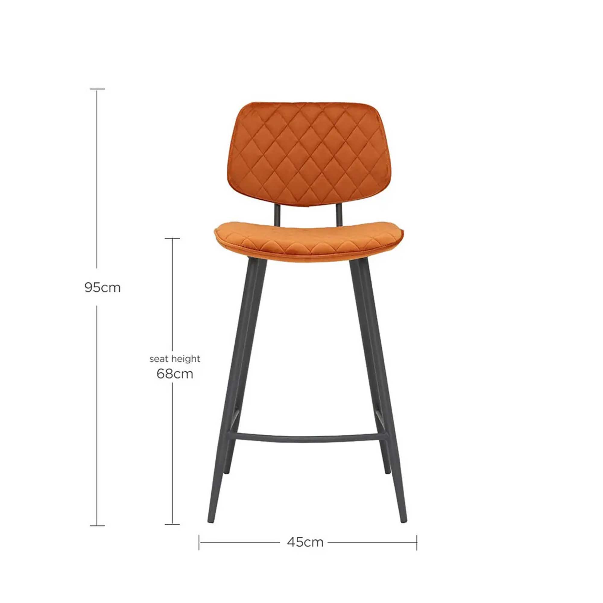 Archer Counter Stool - Orange Fabric and Metal Legs