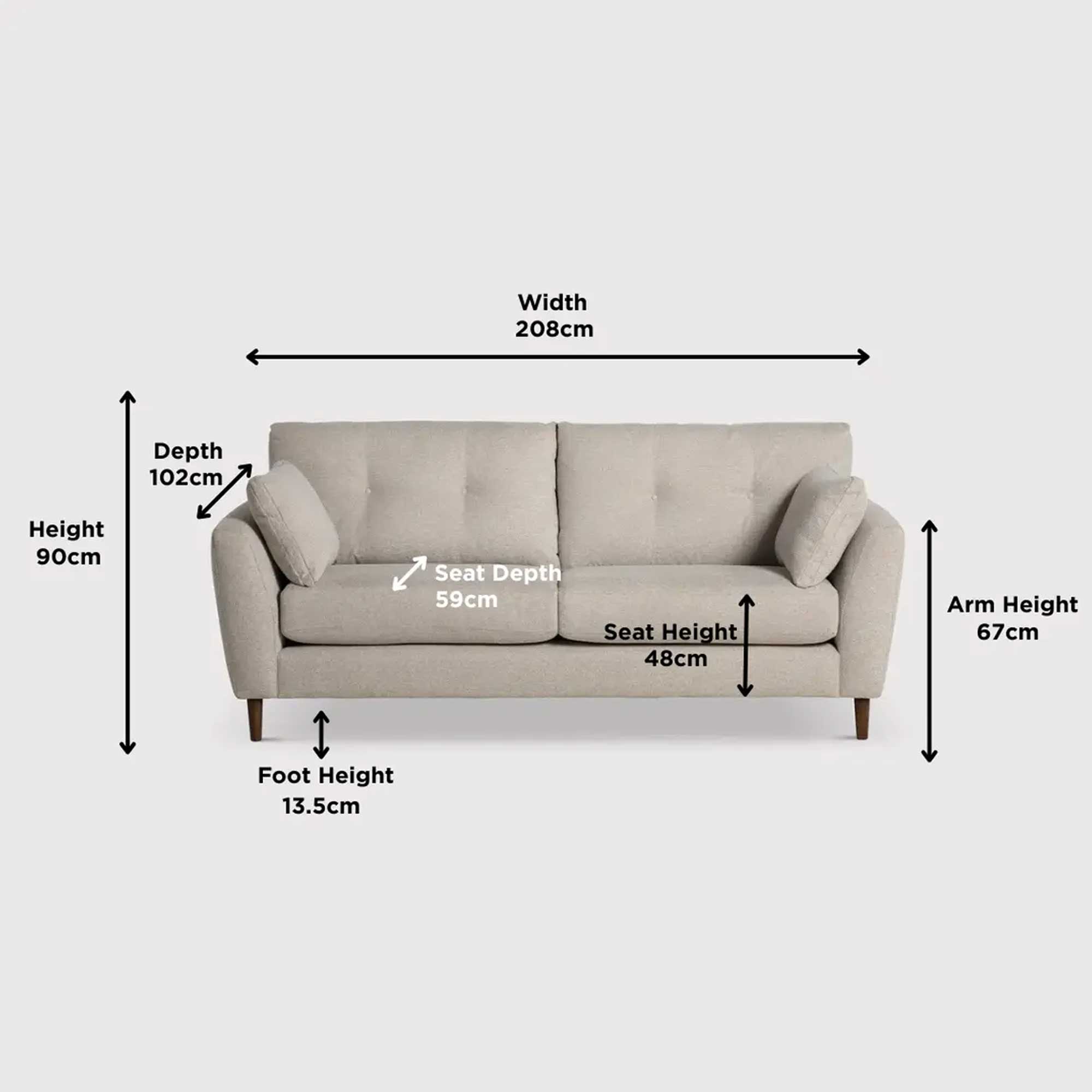 Benton Extra Large Sofa - House Woven Chenille Natural and Medium Feet