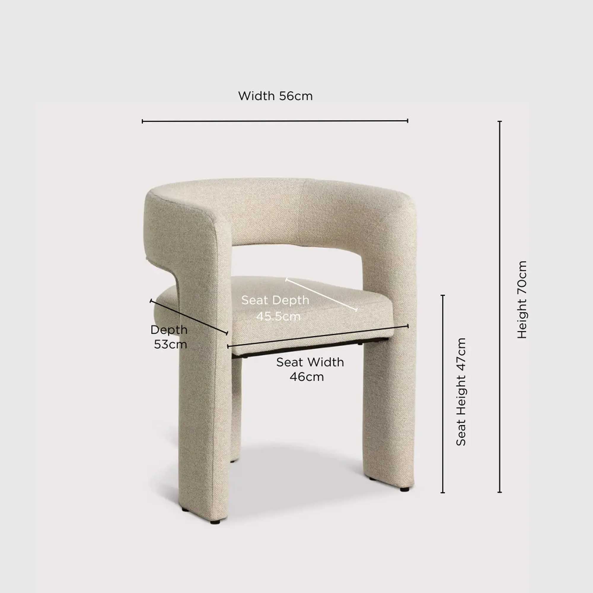 Koda Dining Chair - In White Fabric