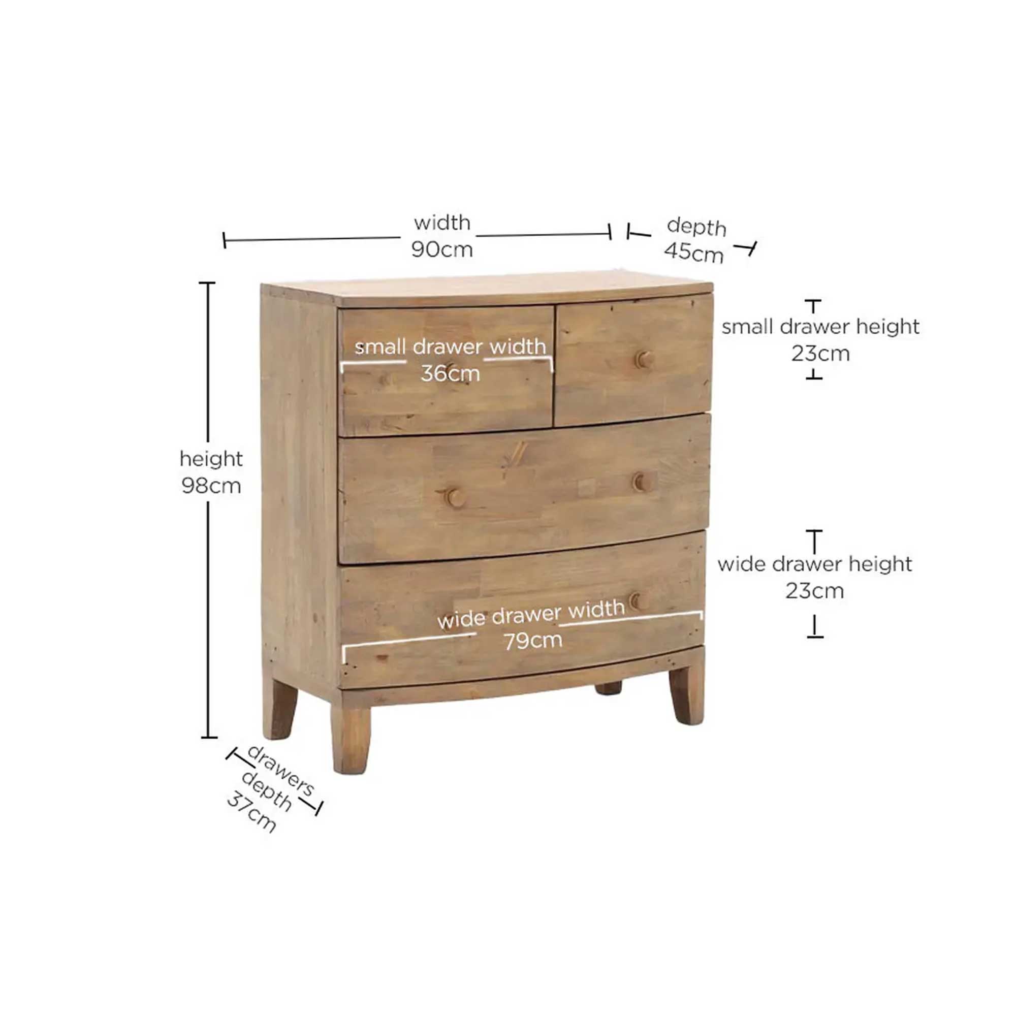 Lewes 4 Drawer Chest - Reclaimed Sundried Wheat Finish