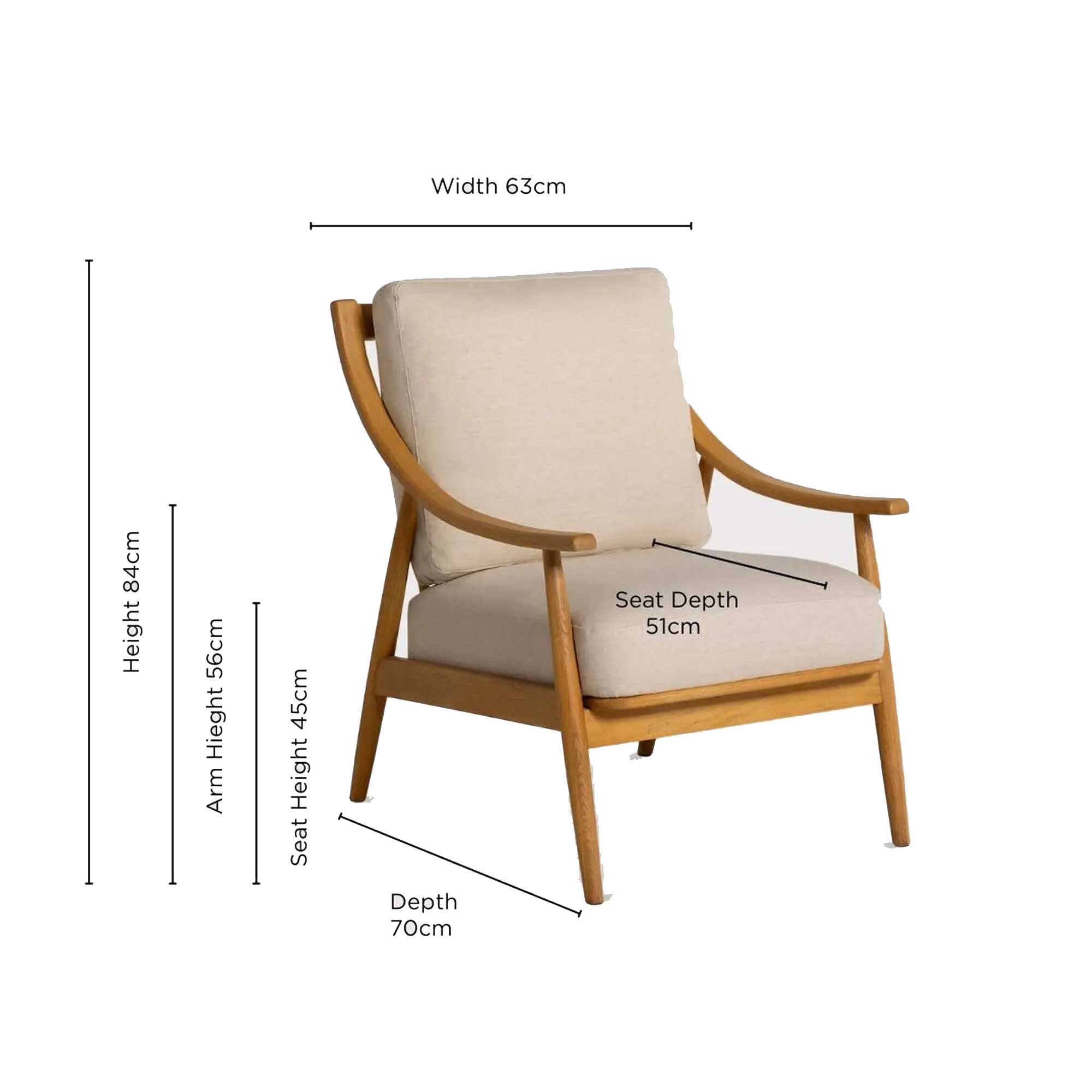 Runa Armchair - PJ818 Cream Fabric