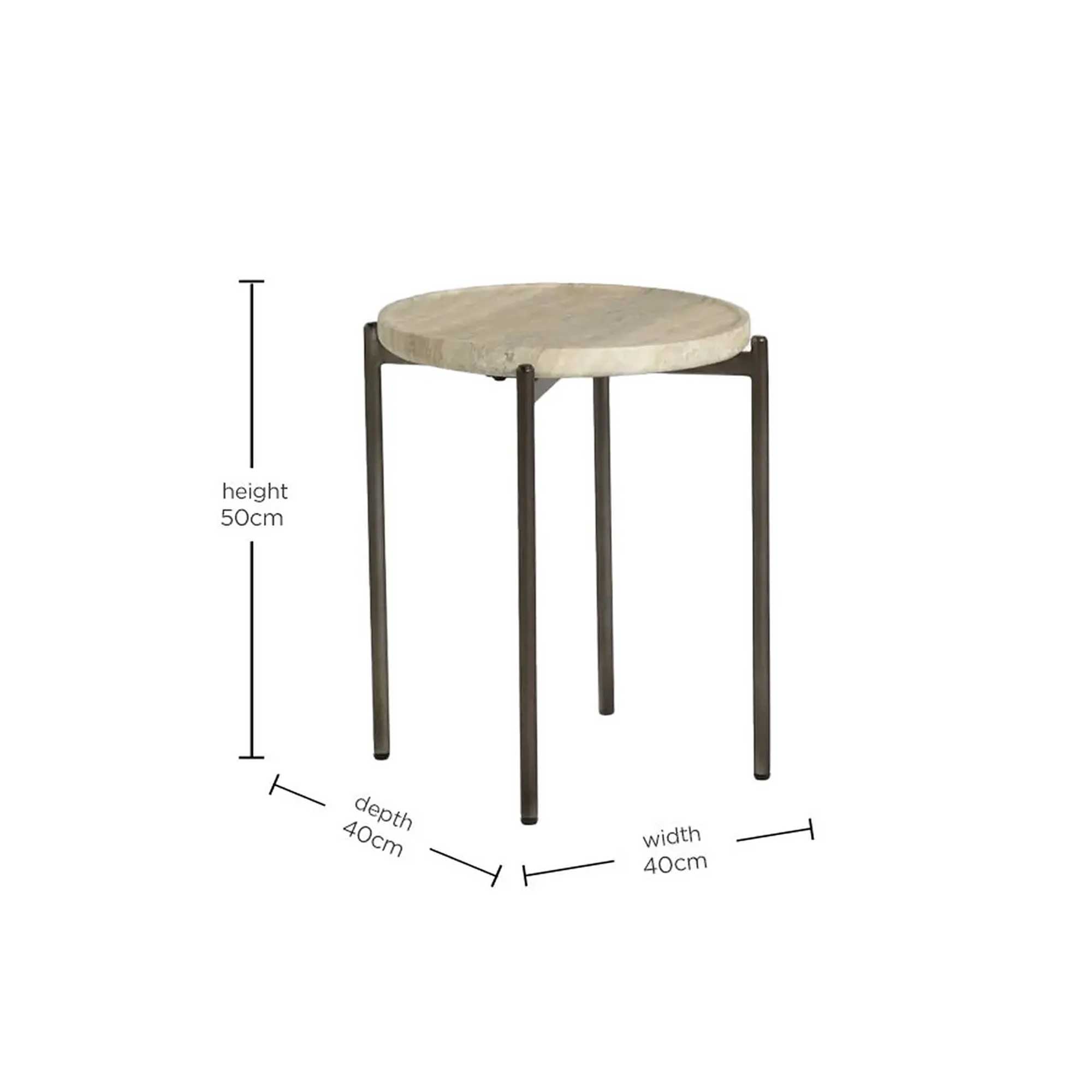 Ryde Low Dark Travertine Side Table - Faux Travertine and Chocolate Brown, Gard25