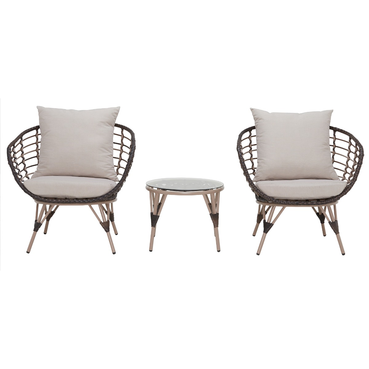 Bergamo Brown Wicker Garden Bistro Set, Seats 2