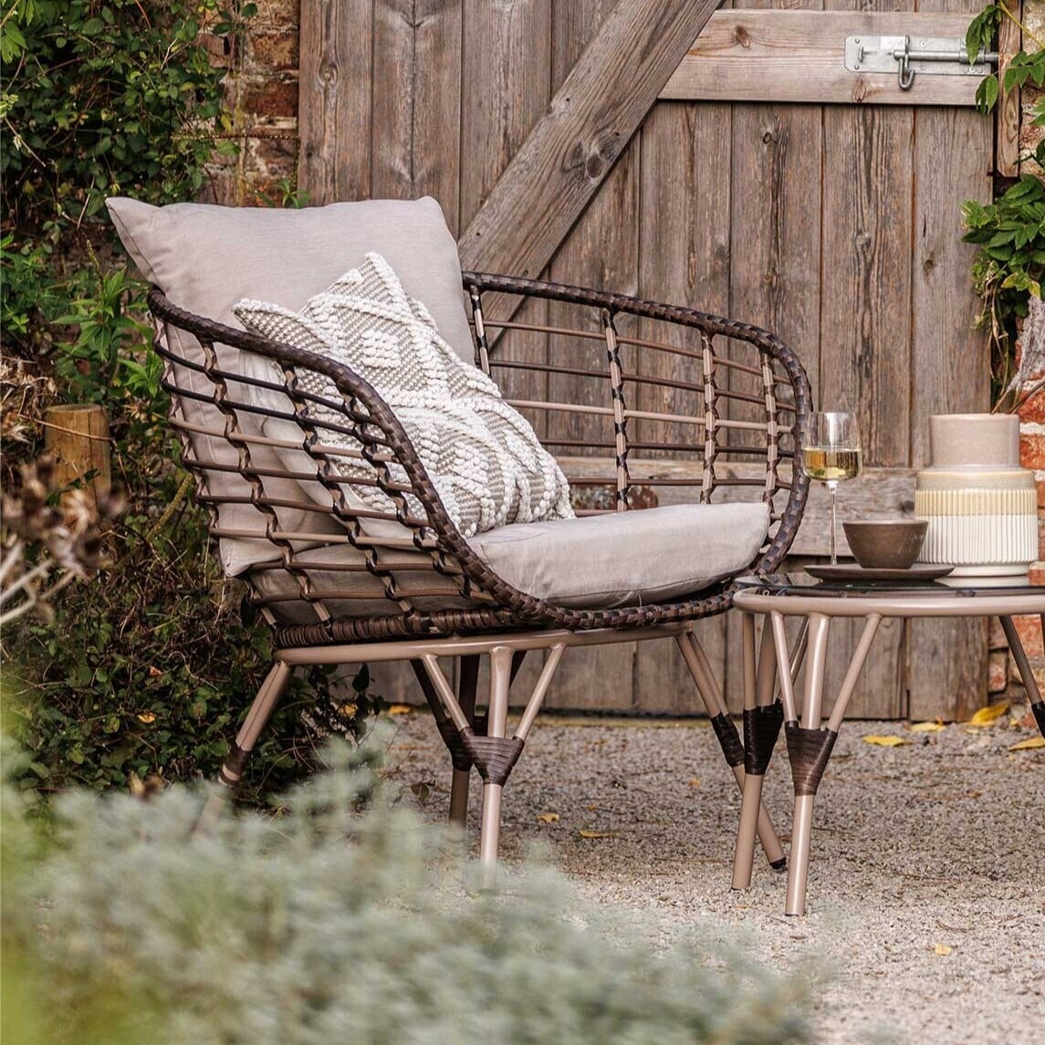 Bergamo Brown Wicker Garden Bistro Set, Seats 2