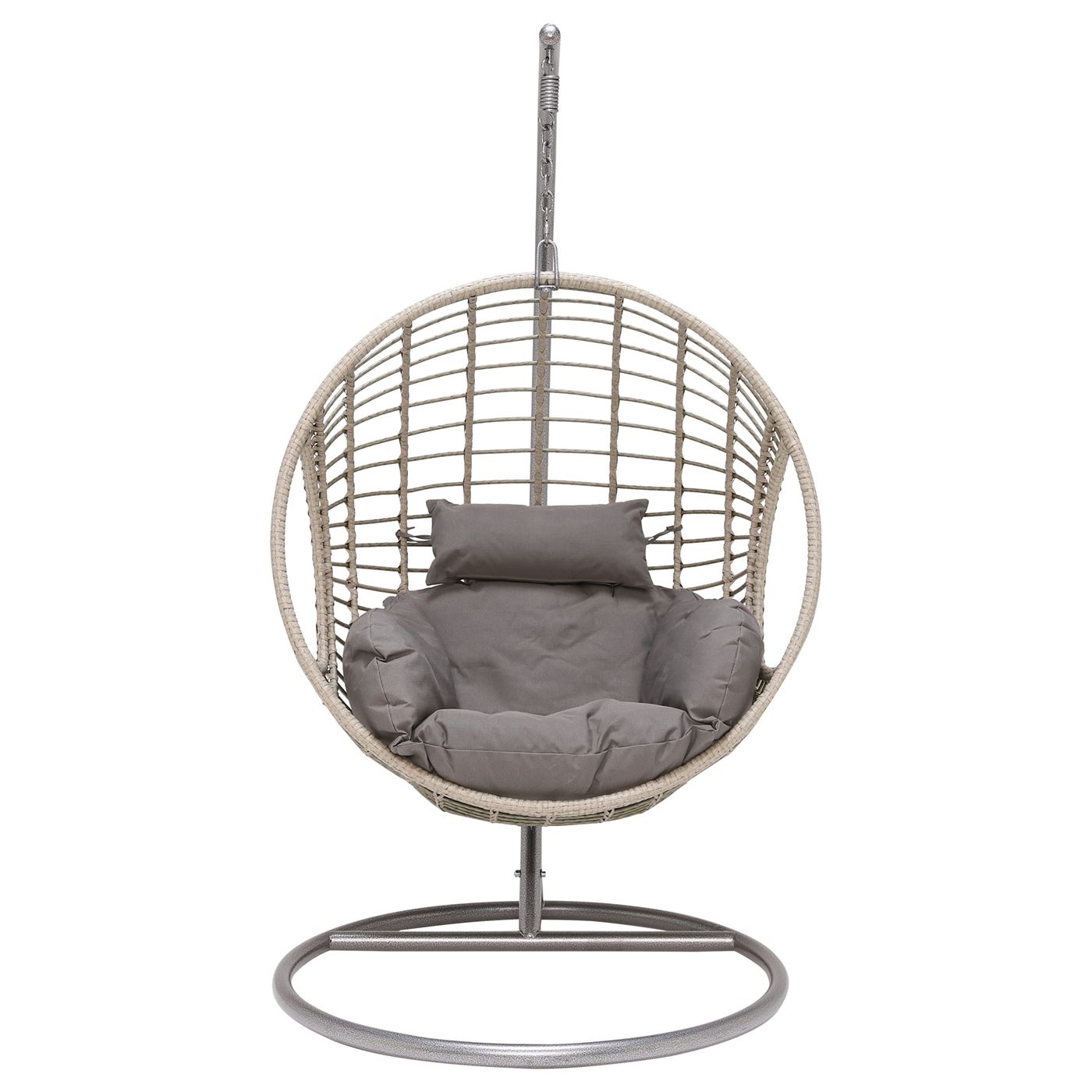 Castello Natural Garden Swing Egg Chair With Grey Frame, Grey Hanging Frame