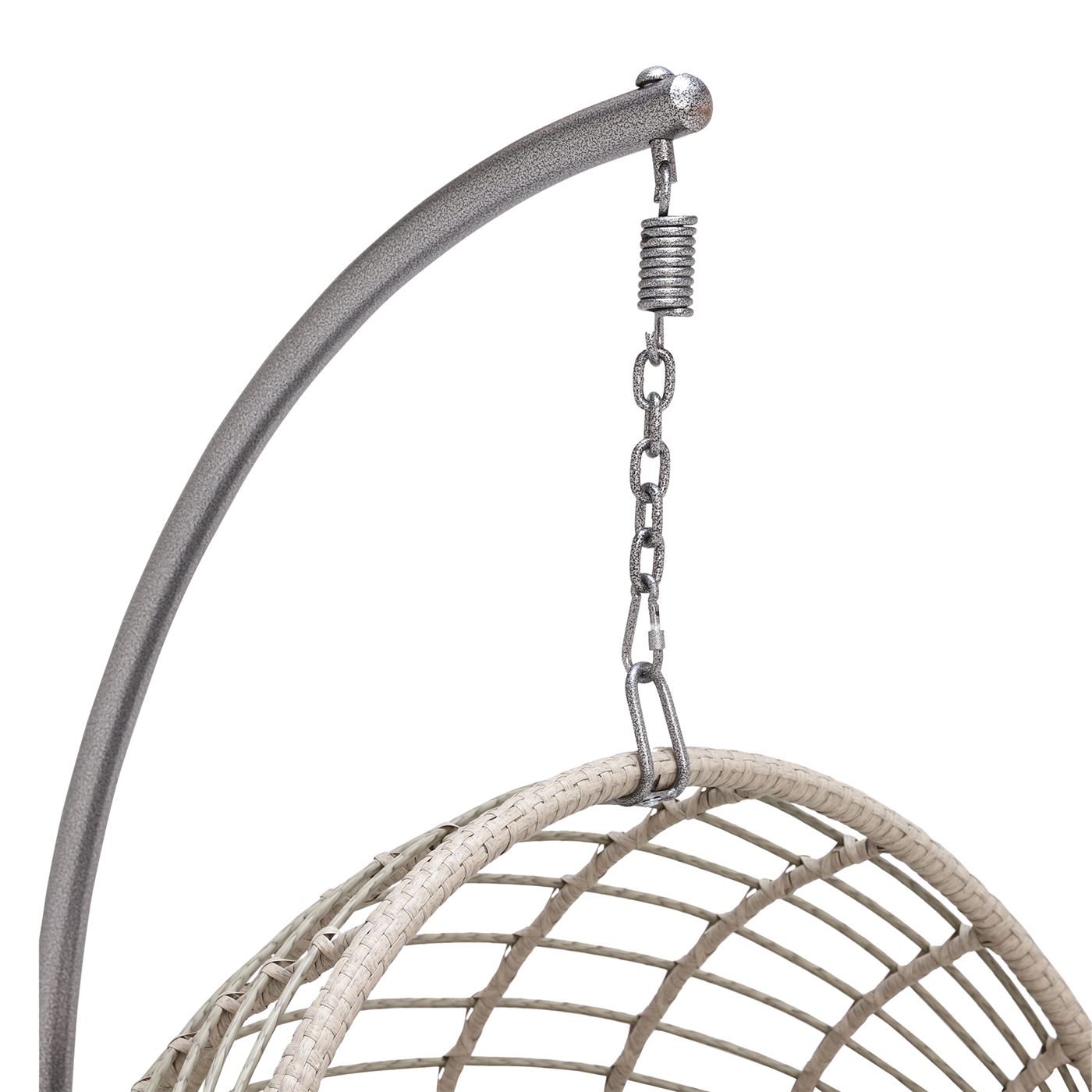 Castello Natural Garden Swing Egg Chair With Grey Frame, Grey Hanging Frame