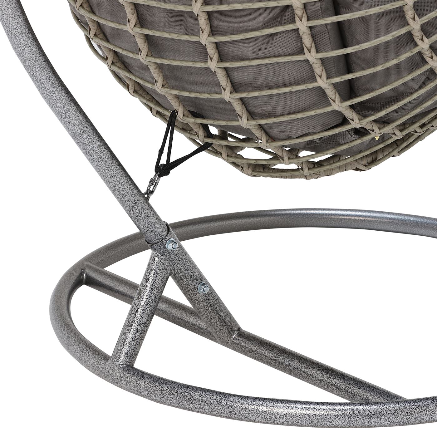 Castello Natural Garden Swing Egg Chair With Grey Frame, Grey Hanging Frame