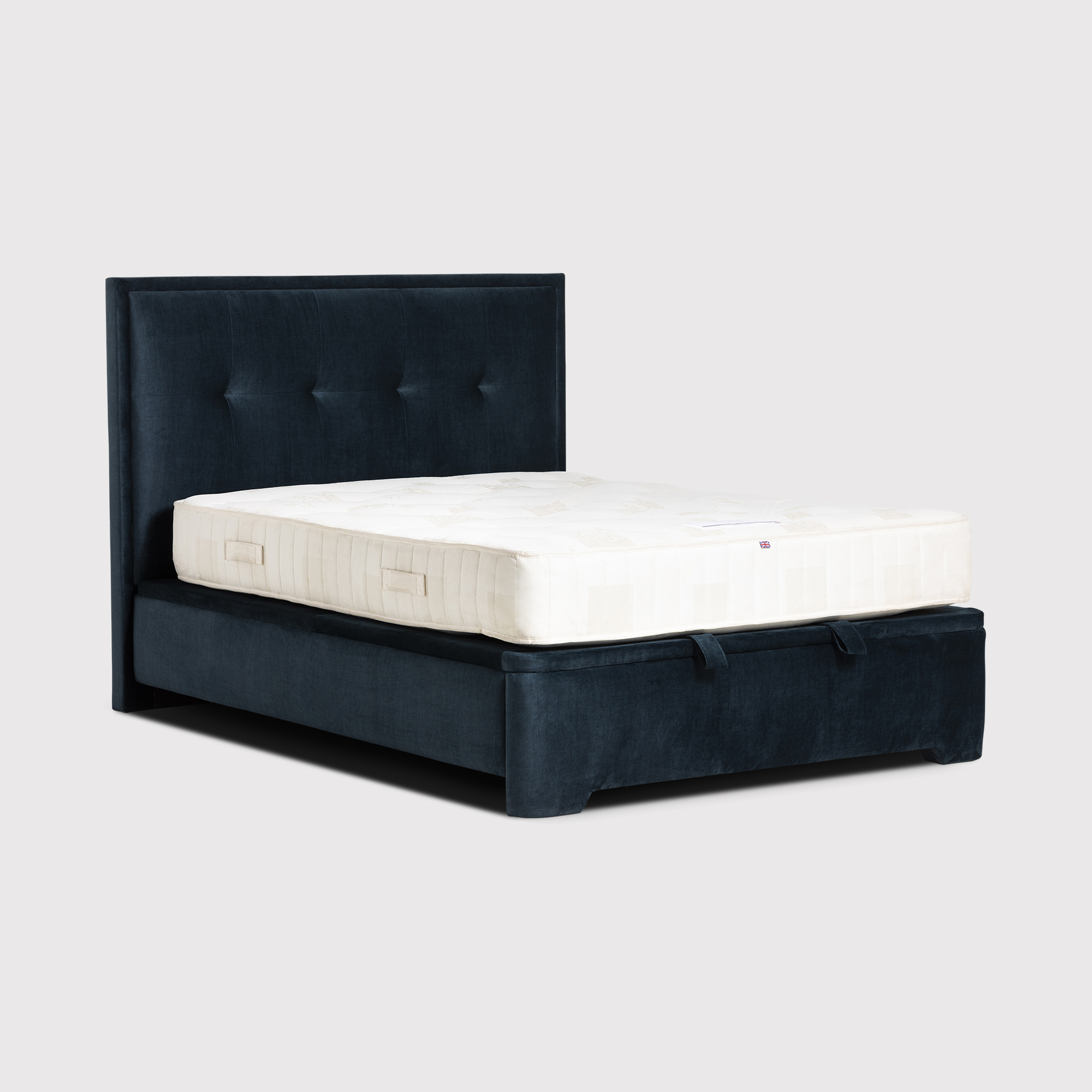 Ripley Blue Fabric Double Ottoman Bed Frame