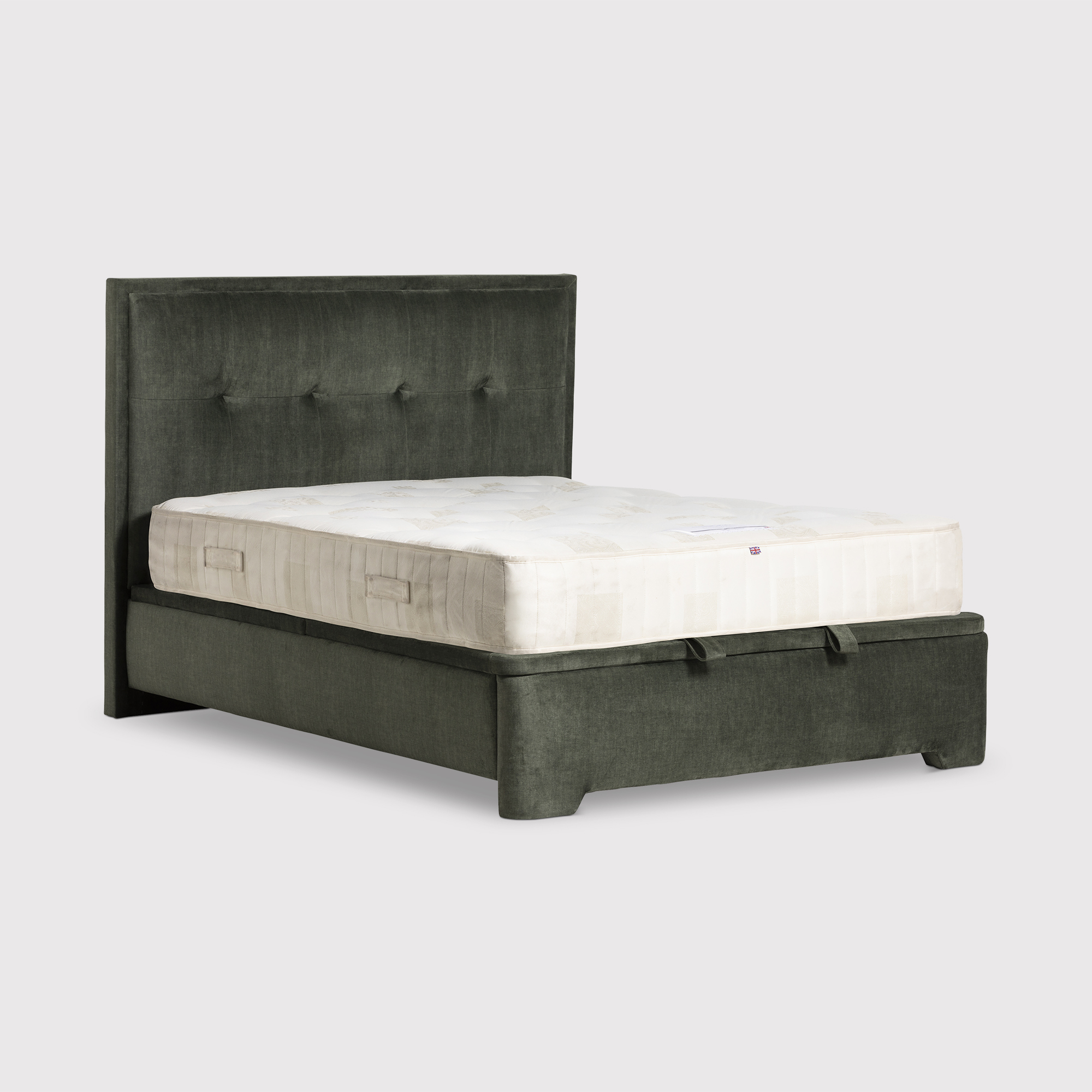 Ripley Green Fabric King Ottoman Bed Frame