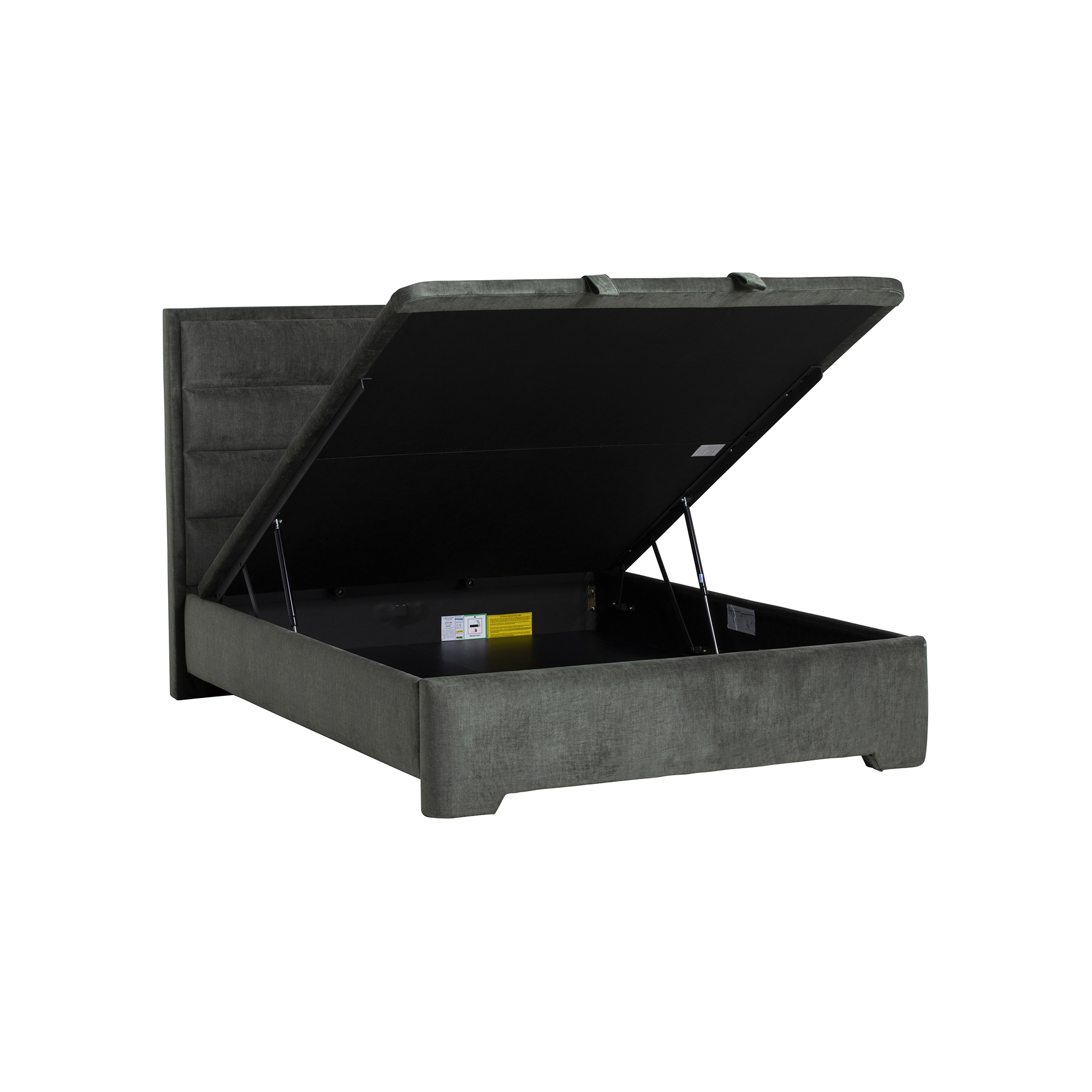 Rothbury Grey Green Fabric Double Ottoman Bed Frame, Dark Green