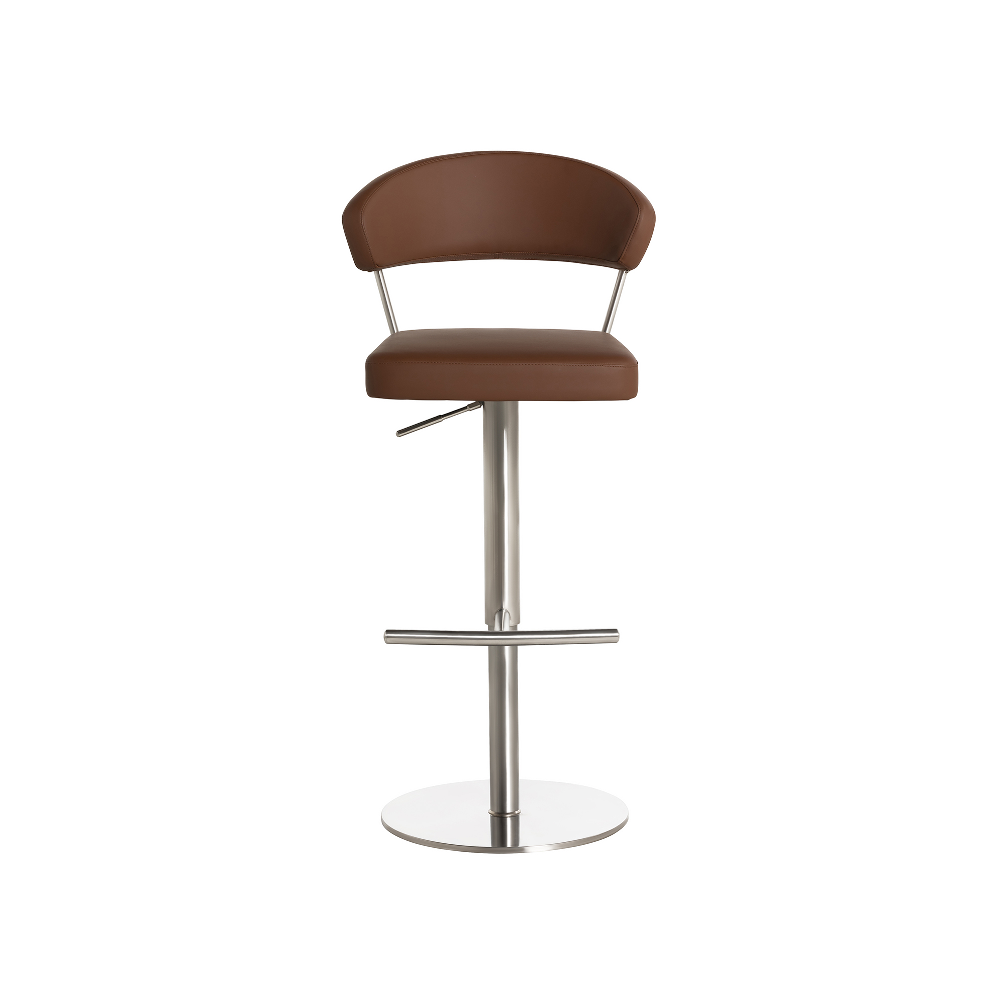 Bruin Brown Faux Leather Bar Stool with Adjustable Swivel Base