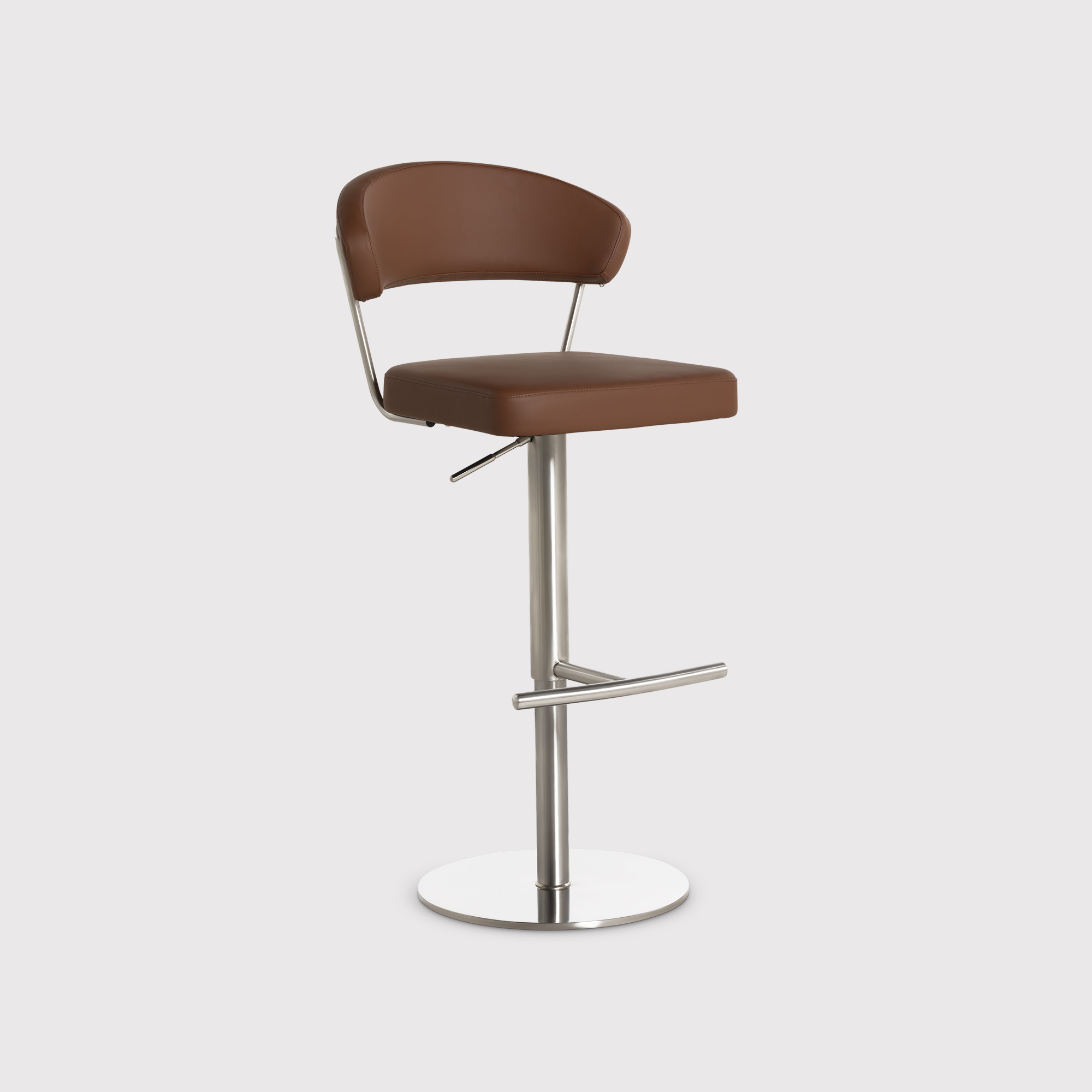 Bruin Brown Faux Leather Bar Stool with Adjustable Swivel Base