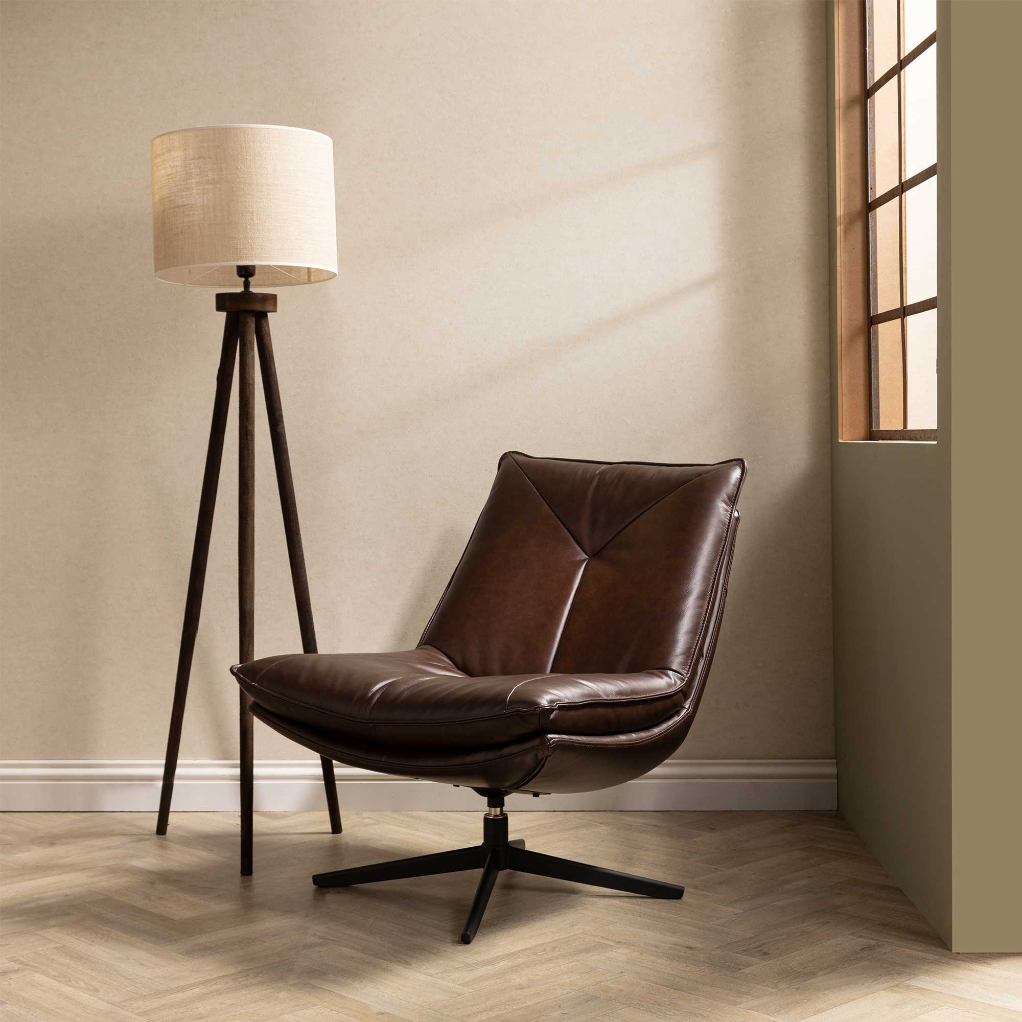 Cormac Brown Leather Swivel Chair