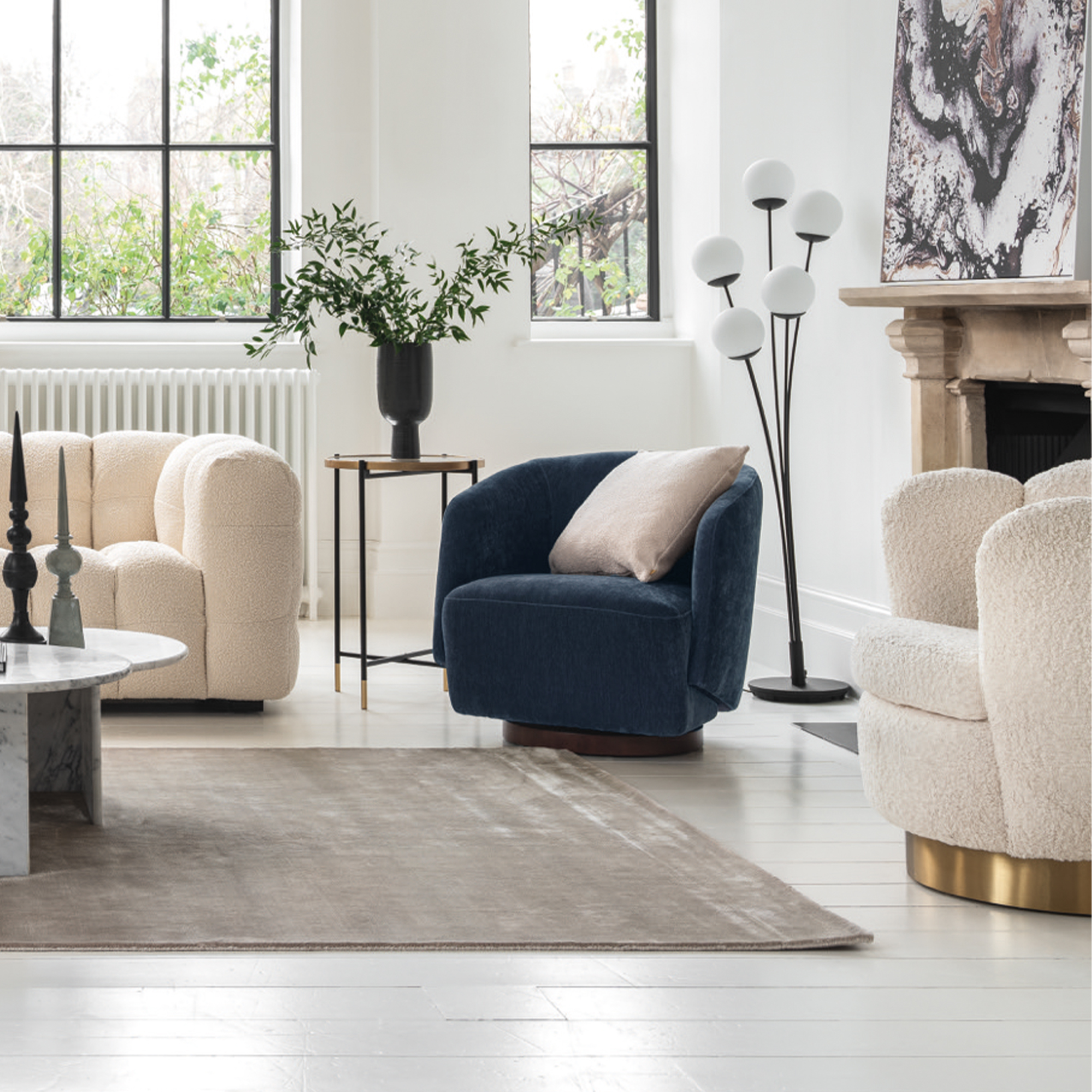 Pellaro Swivel Armchair - Amigo Navy