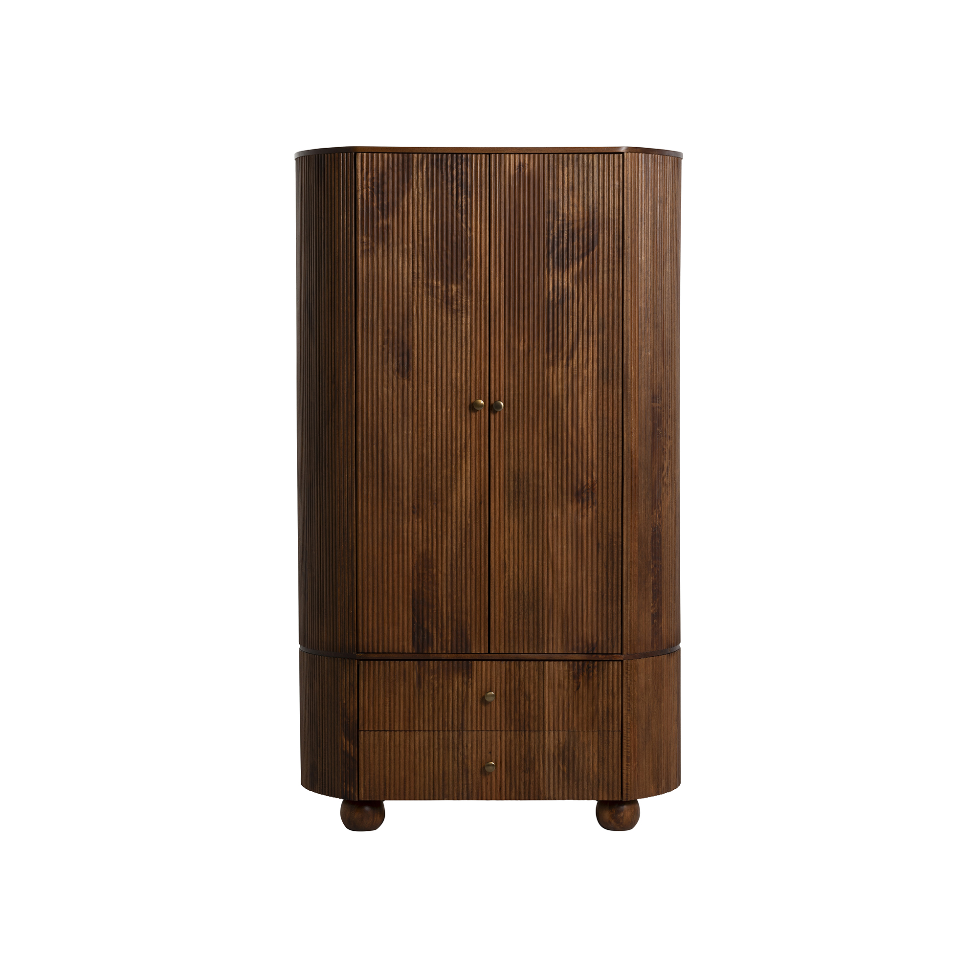 Tasso Fluted Mango Wood 2 Door 2 Drawer Wardrobe, Mango Wood