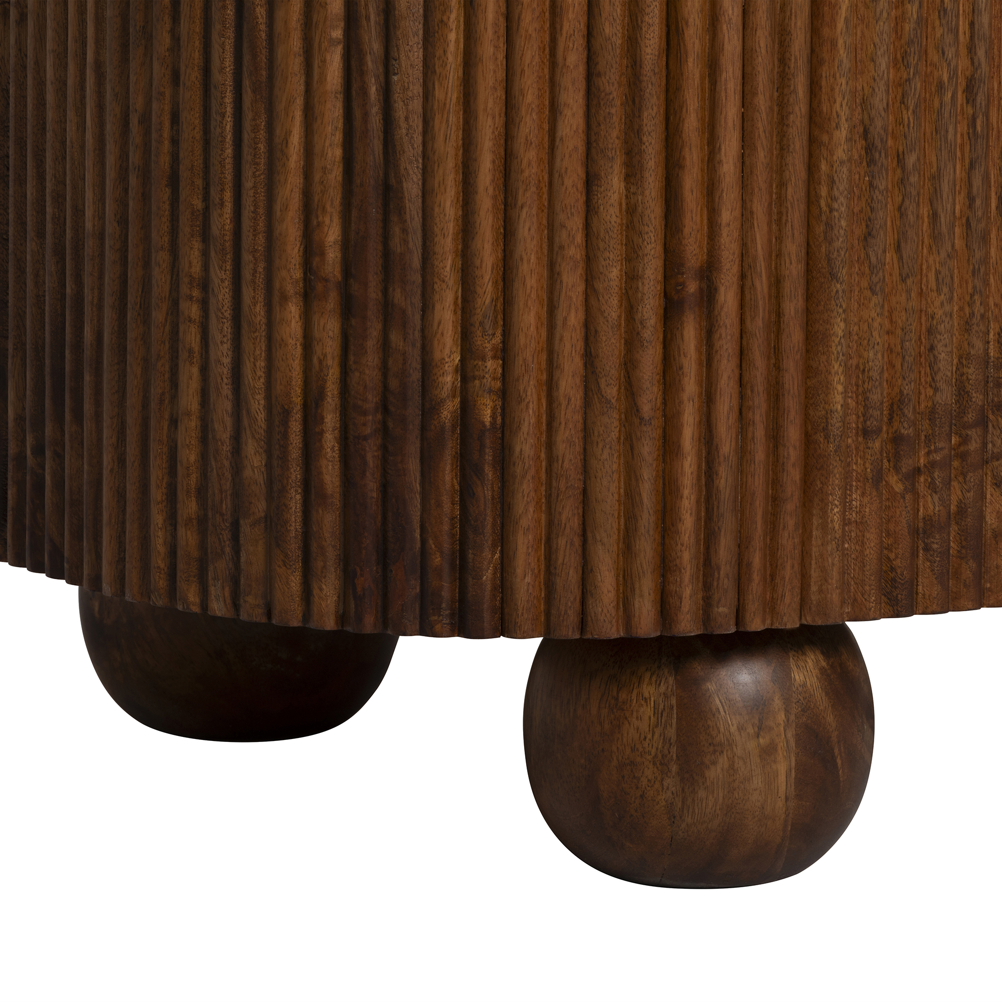 Tasso Fluted Mango Wood 3 Drawer Chest with White Marble Top, White Marble Top With Mango Wood