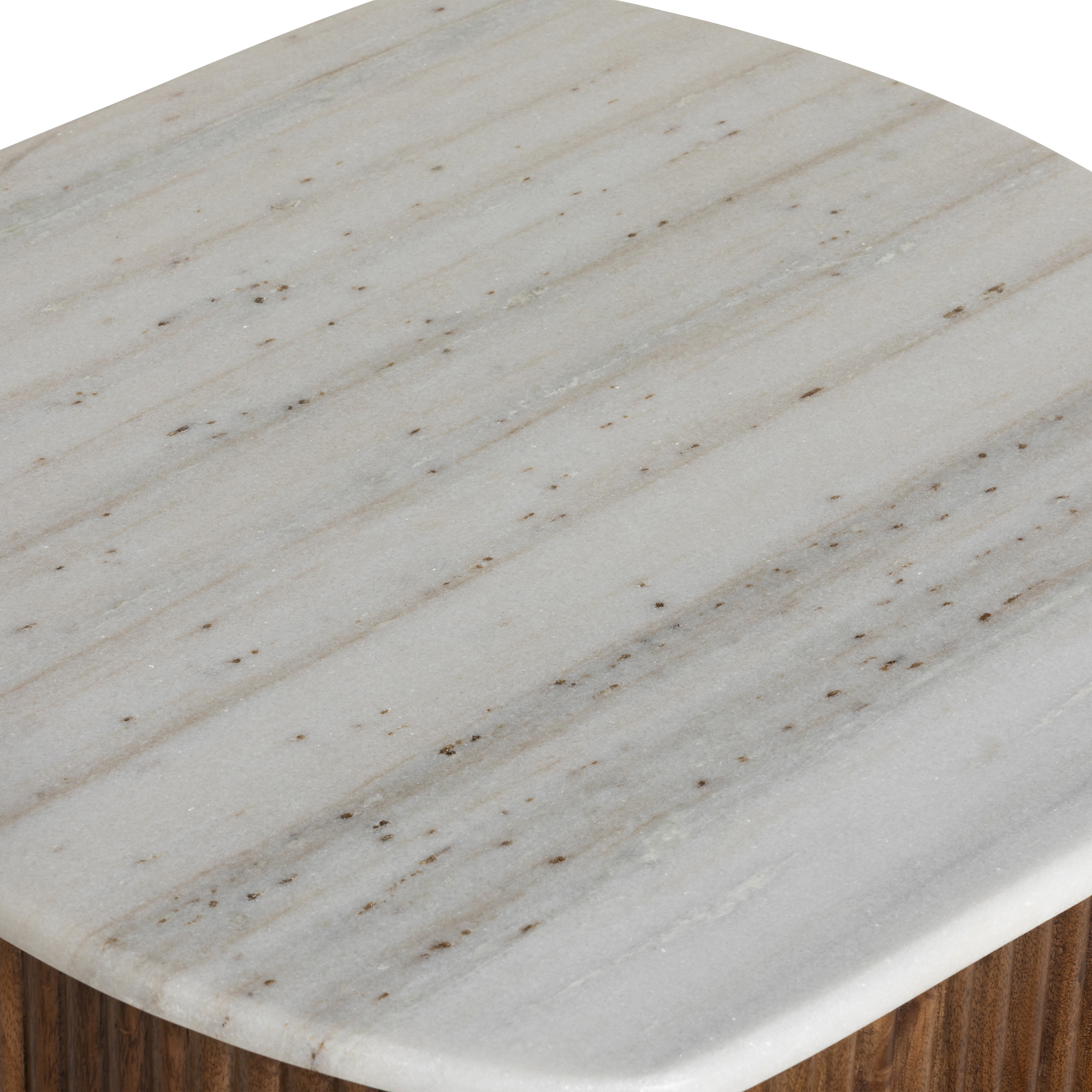Tasso 2 Drawer Bedside Table - White Marble Top with Mango Wood