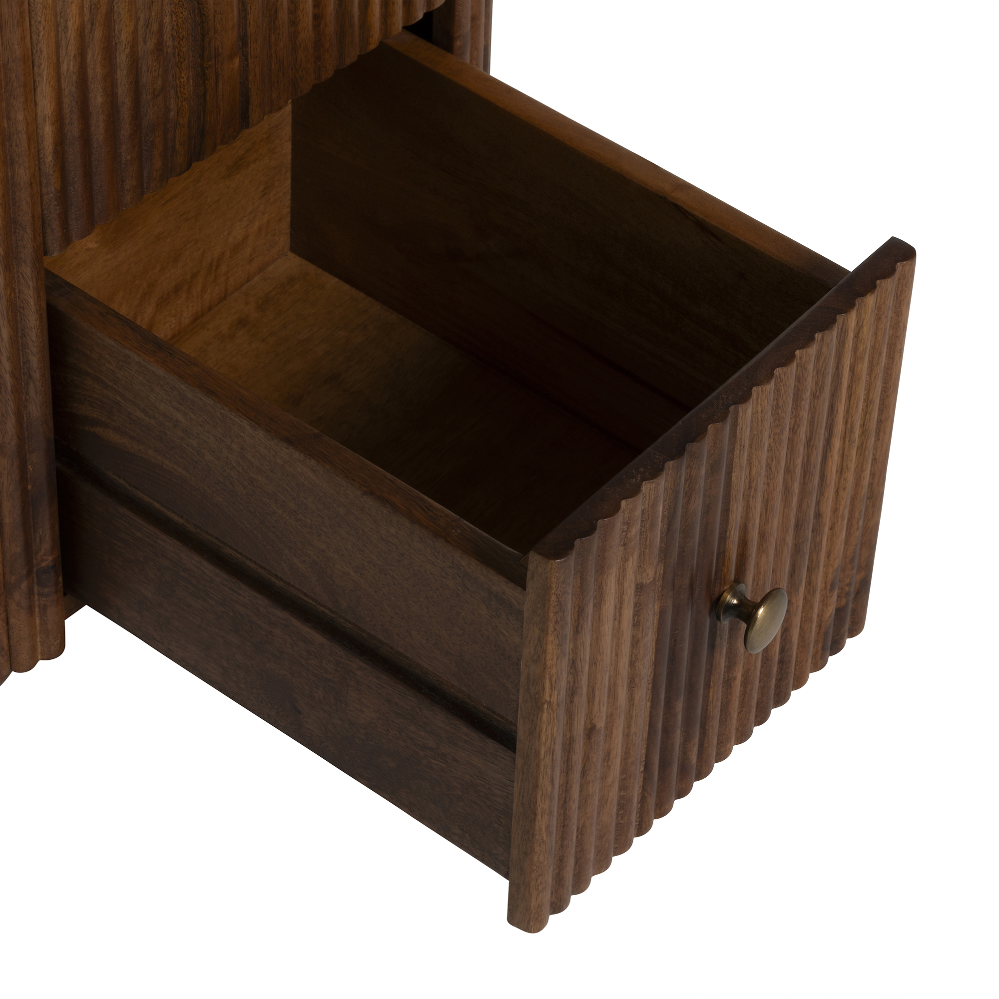 Tasso 2 Drawer Bedside Table - White Marble Top with Mango Wood