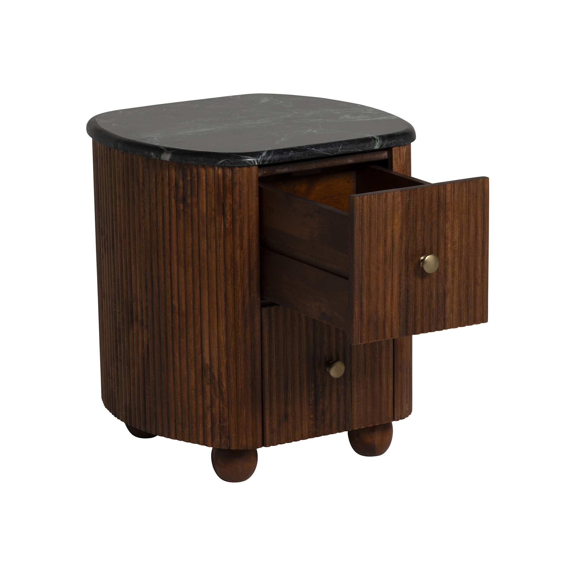 Tigris 2 Drawer Bedside Table - Green Marble Top