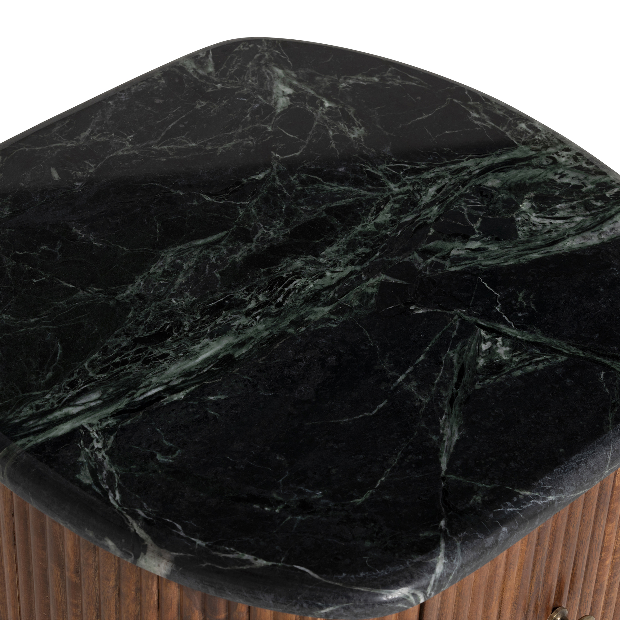 Tigris 2 Drawer Bedside Table - Green Marble Top