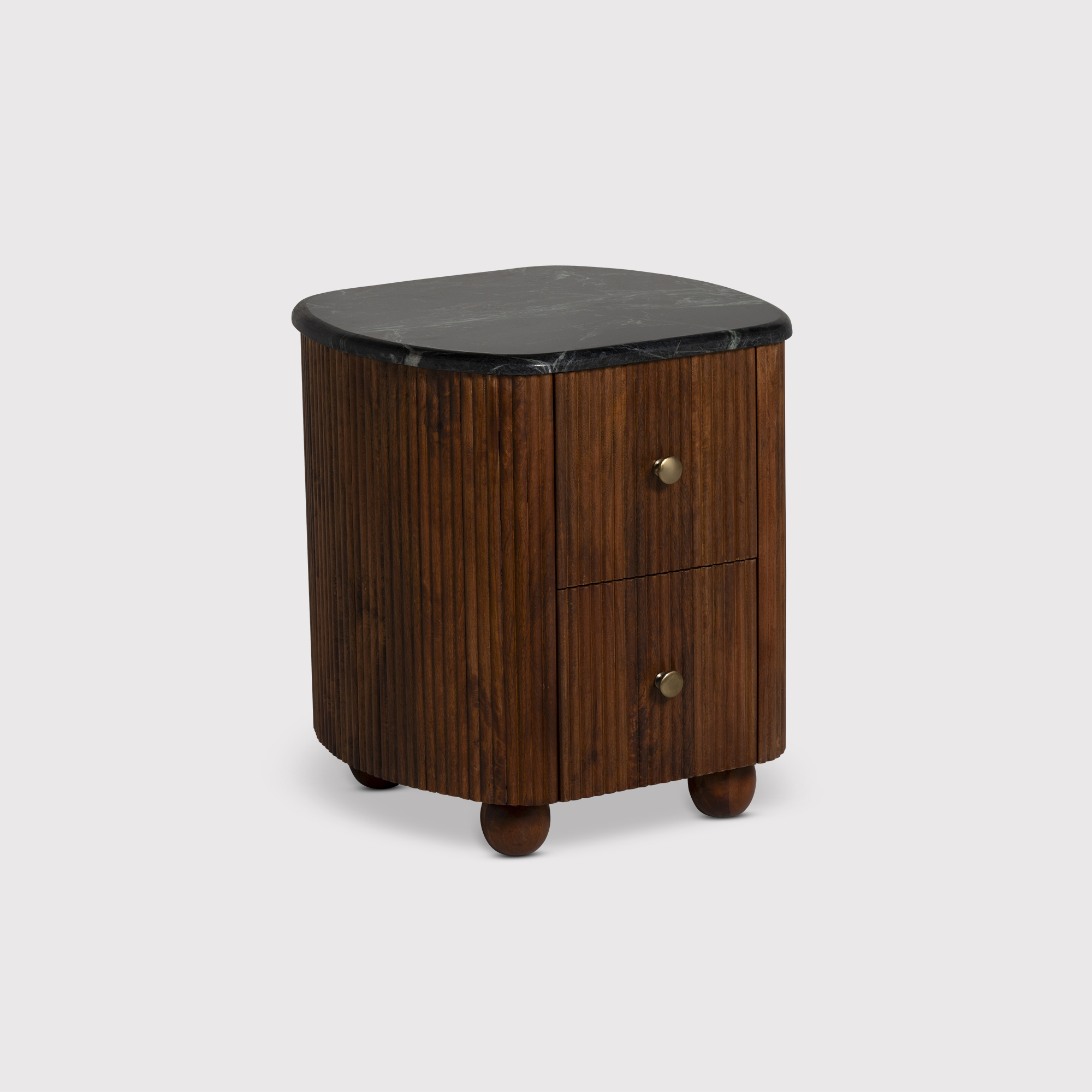 Tigris 2 Drawer Bedside Table - Green Marble Top