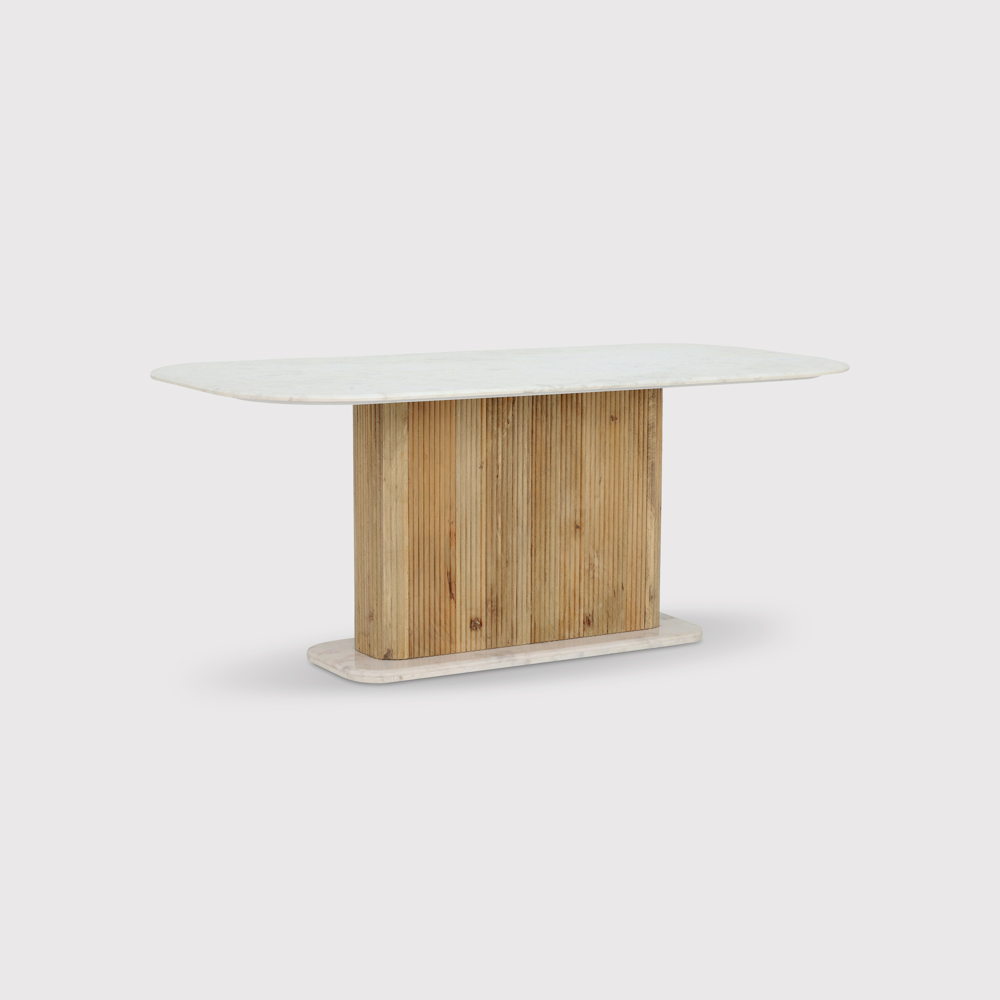 Fuji Dining Table 180cm - Bleached Mango and White Marble