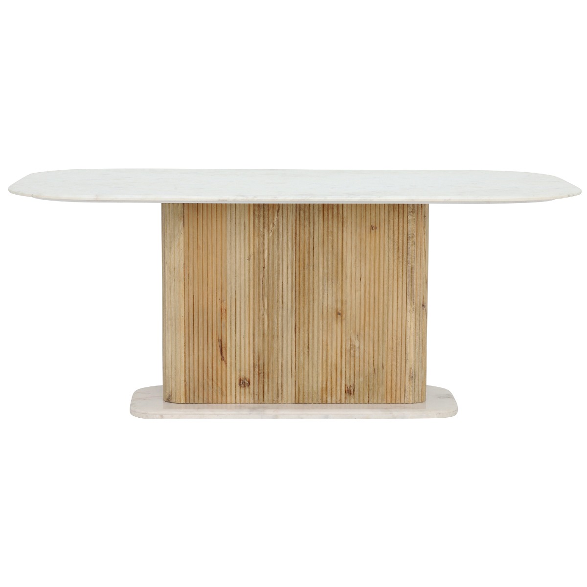 Fuji Dining Table 180cm - Bleached Mango and White Marble