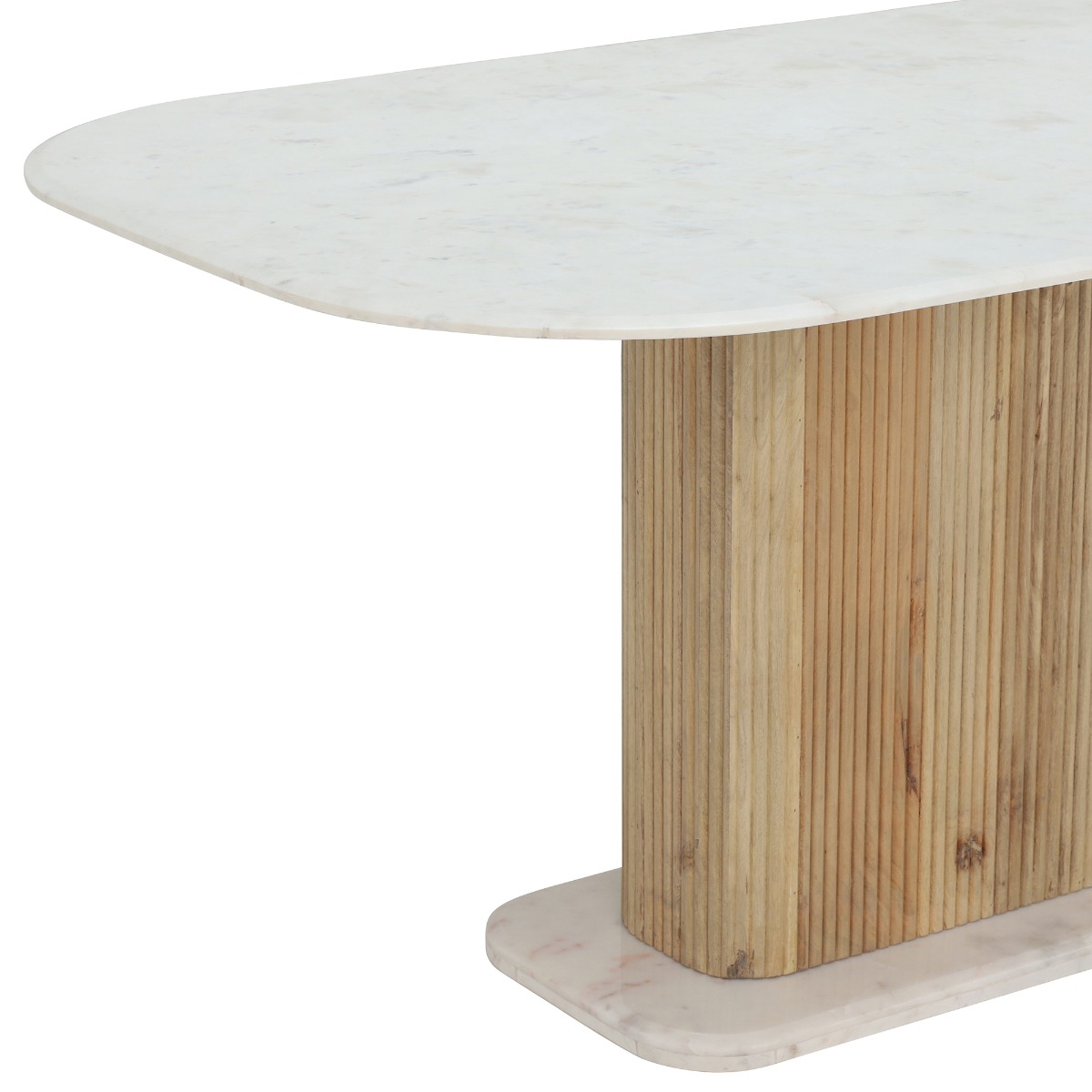 Fuji Dining Table 180cm - Bleached Mango and White Marble