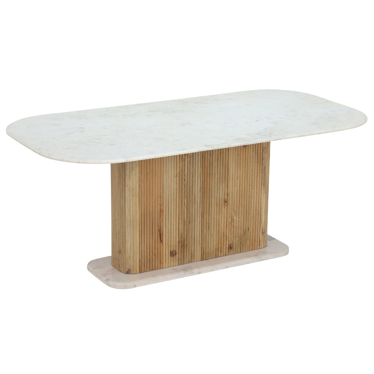 Fuji Dining Table 180cm - Bleached Mango and White Marble