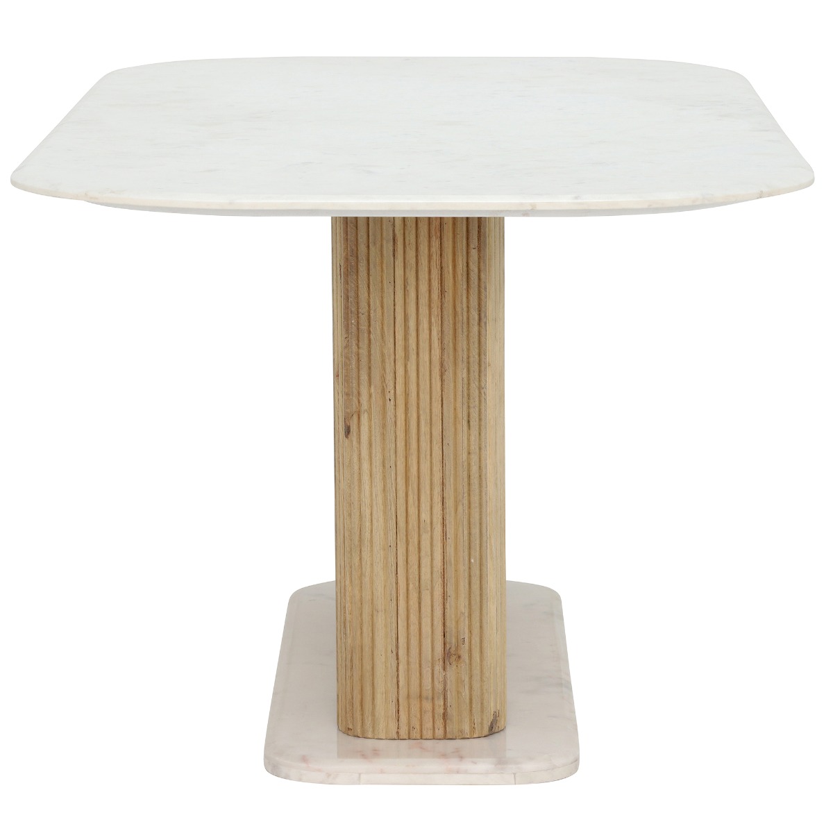 Fuji Dining Table 180cm - Bleached Mango and White Marble