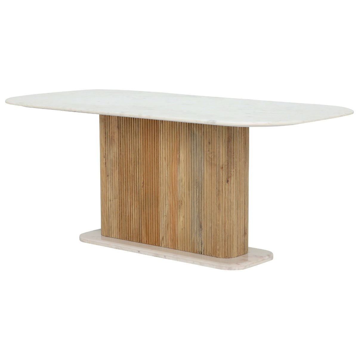 Fuji Dining Table 180cm - Bleached Mango and White Marble