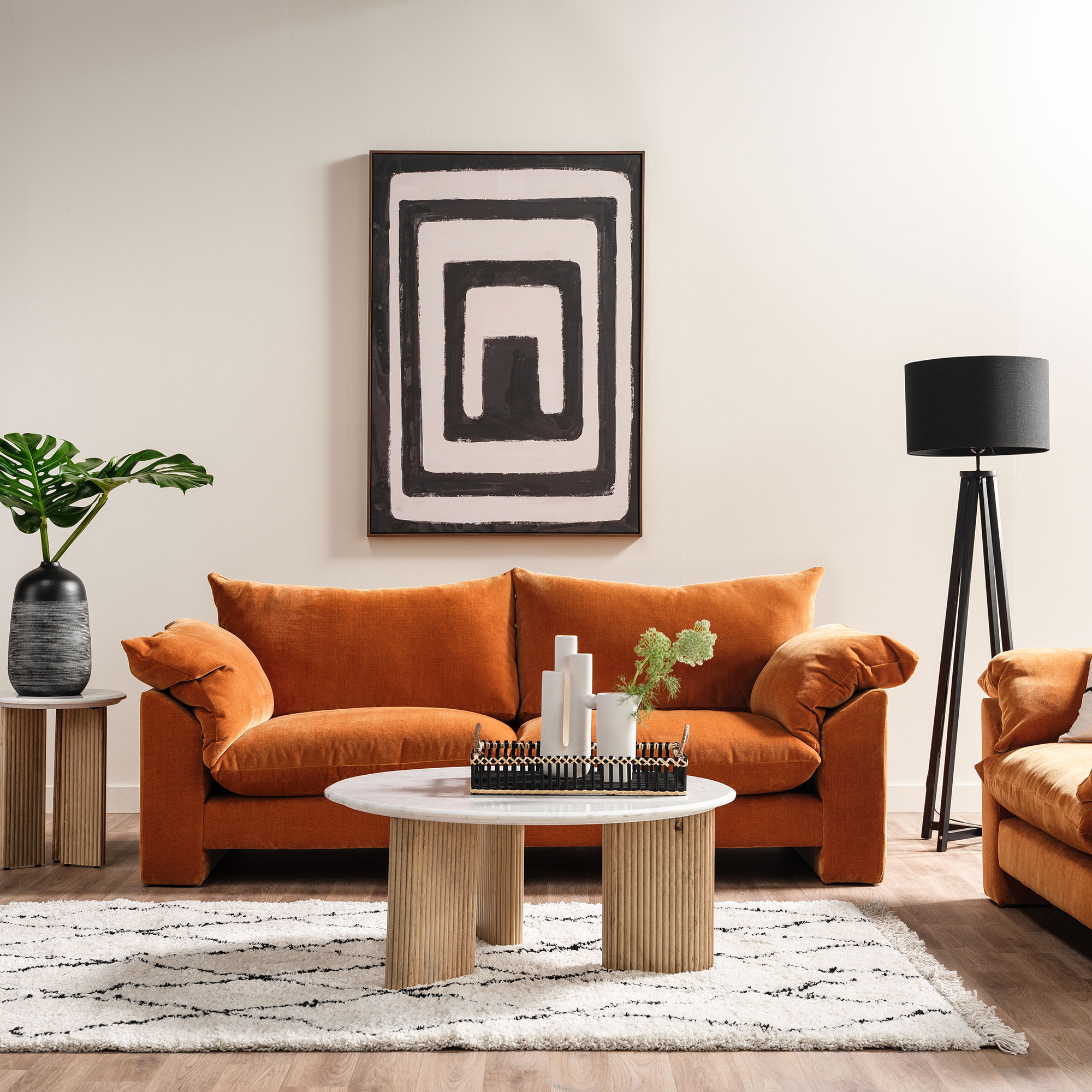 Fuji Coffee Table - Mango Wood And White Marble