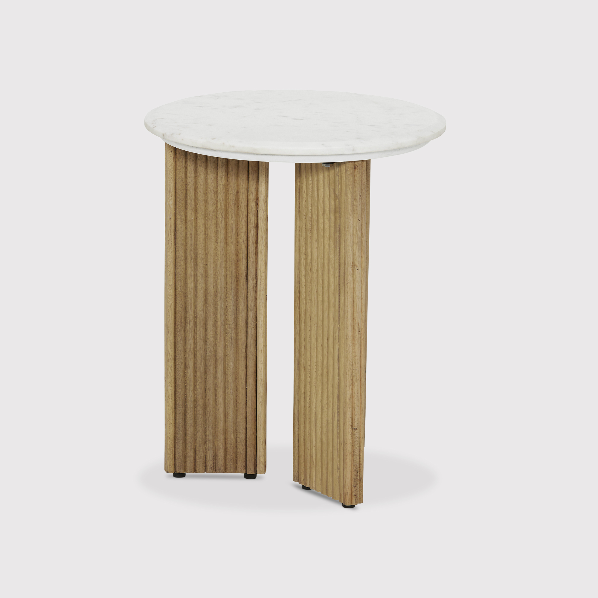 Fuji Side Table - Mango Wood And White Marble