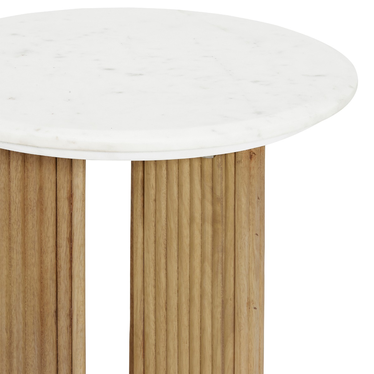 Fuji Side Table - Mango Wood And White Marble