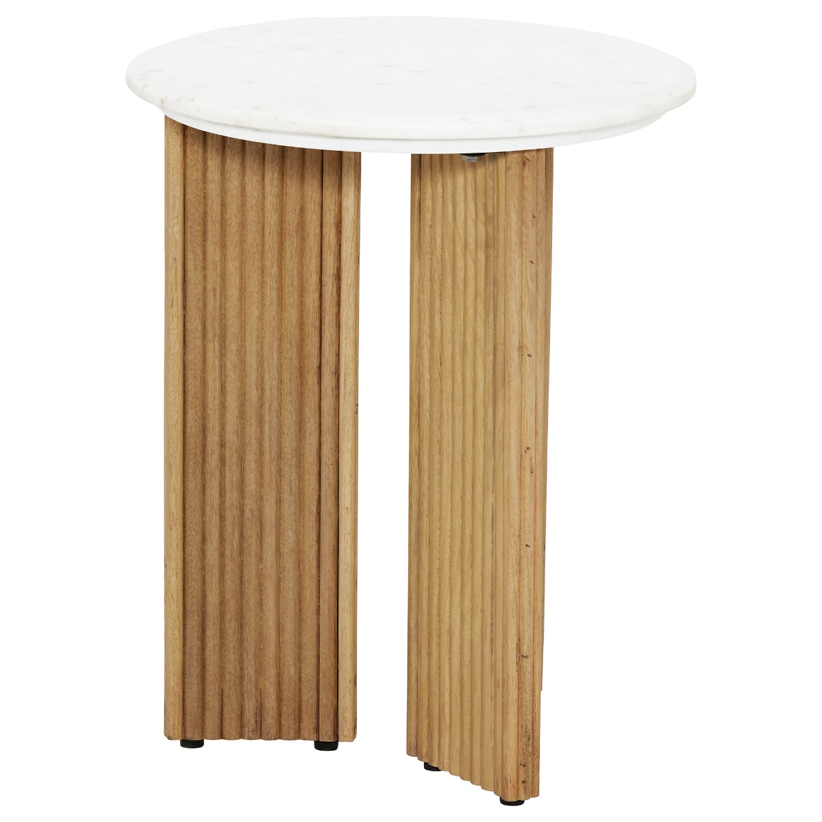Fuji Side Table - Mango Wood And White Marble