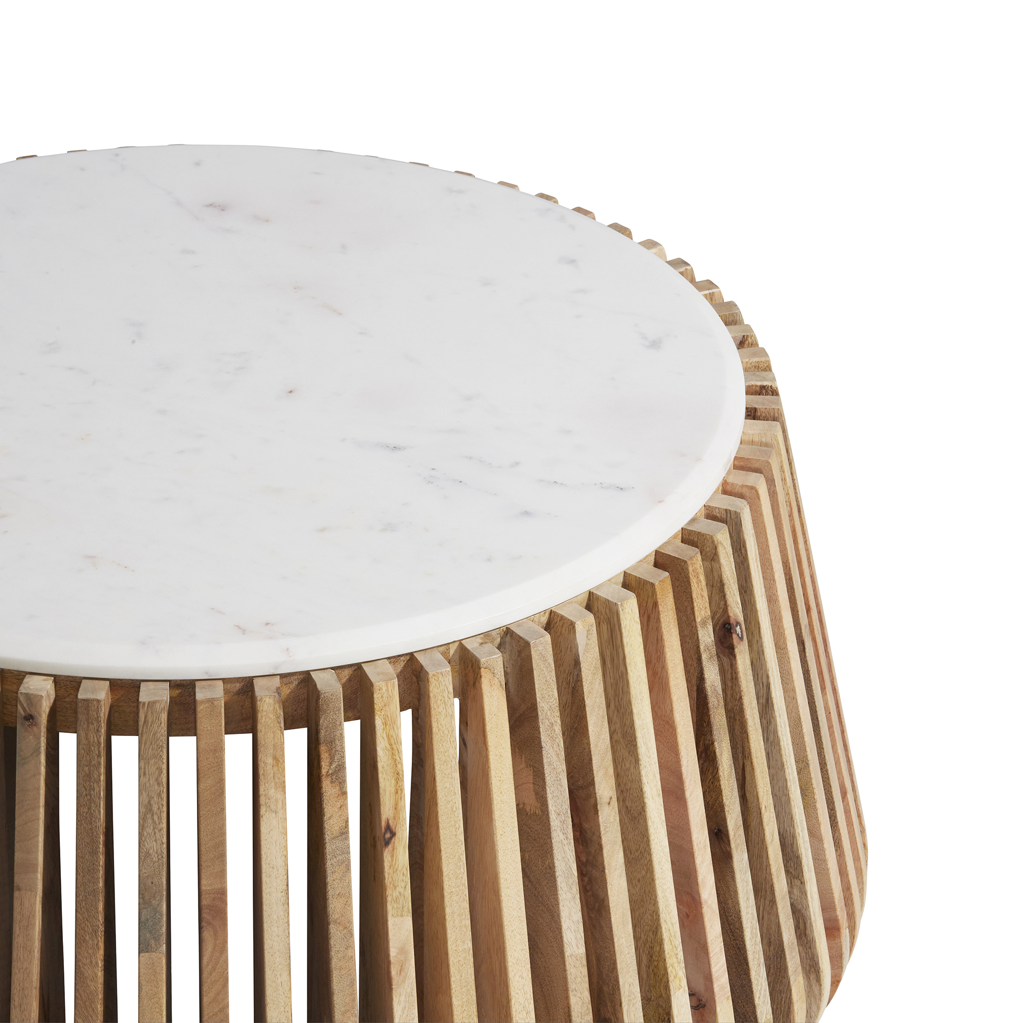 Ombra Coffee Table - White Marble And Natural Mango Base