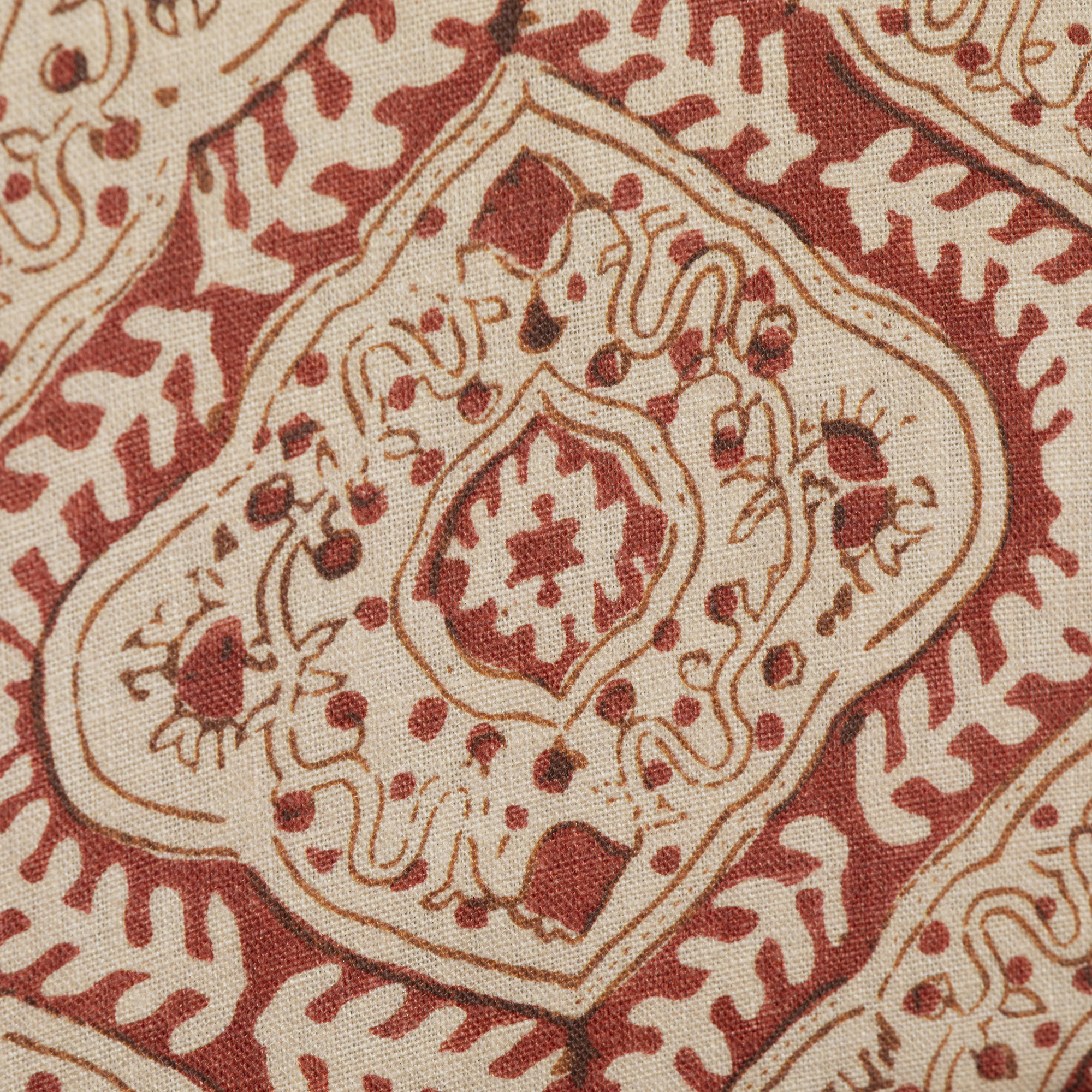 Gable x Linwood Patterned Fabric Dining Chair with Solid Wood Legs, In Linwood Kala Chestnut Light Foot With Studs