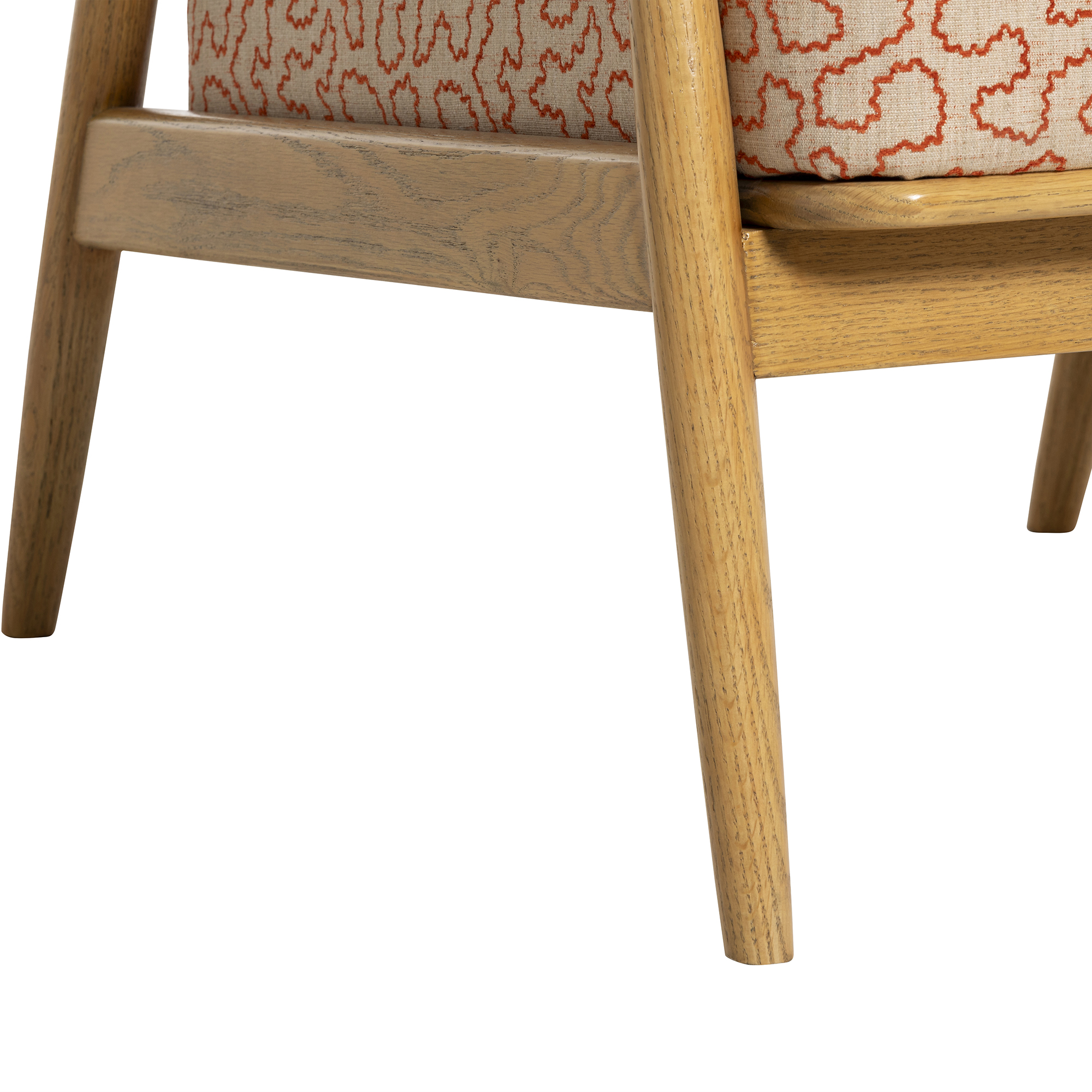 Runa x Linwood Patterned Fabric Accent Chair with Solid Wood Frame, In Linwood Wiggle Ginger