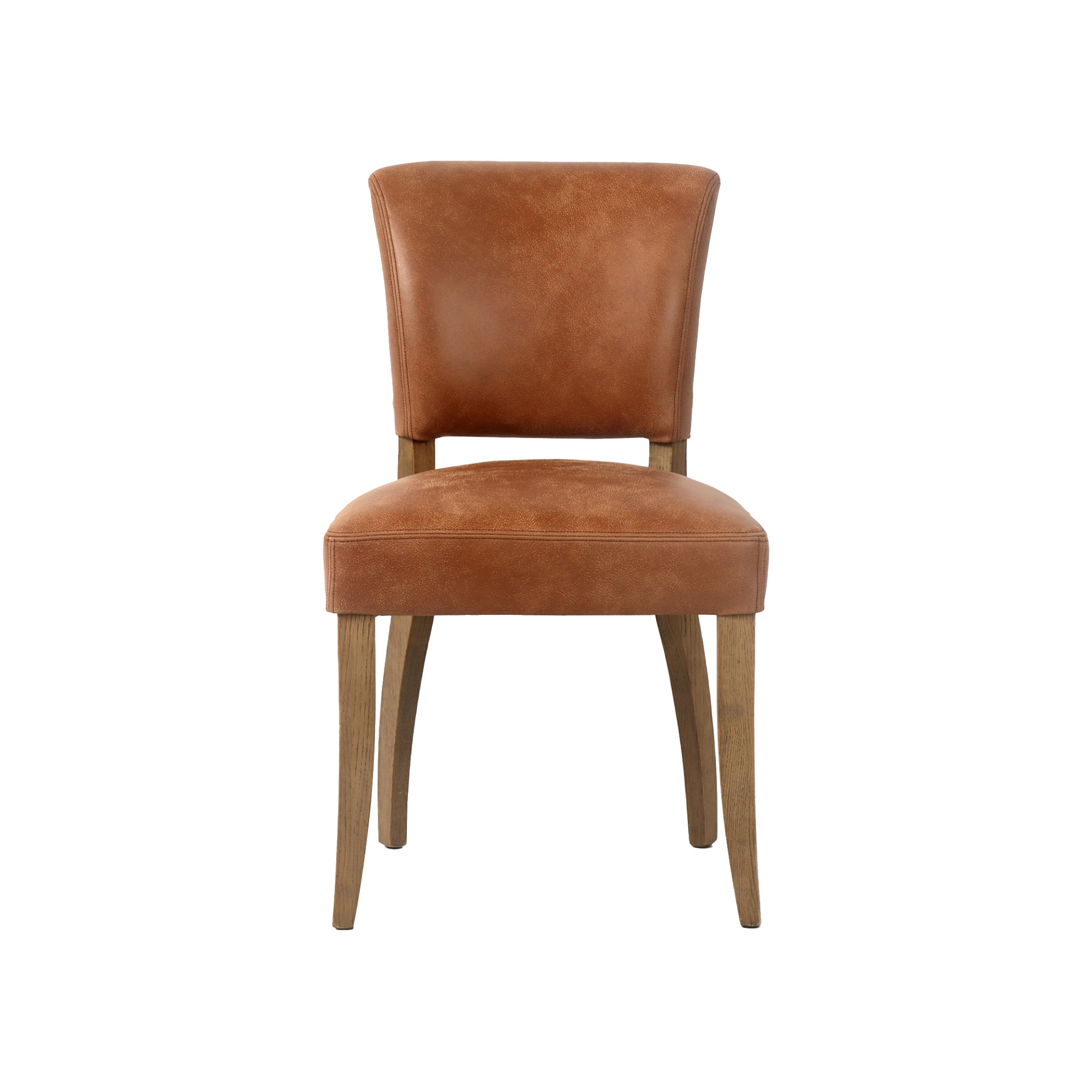 Otto Brown Leather Dining Chair with Antique Brass Studs