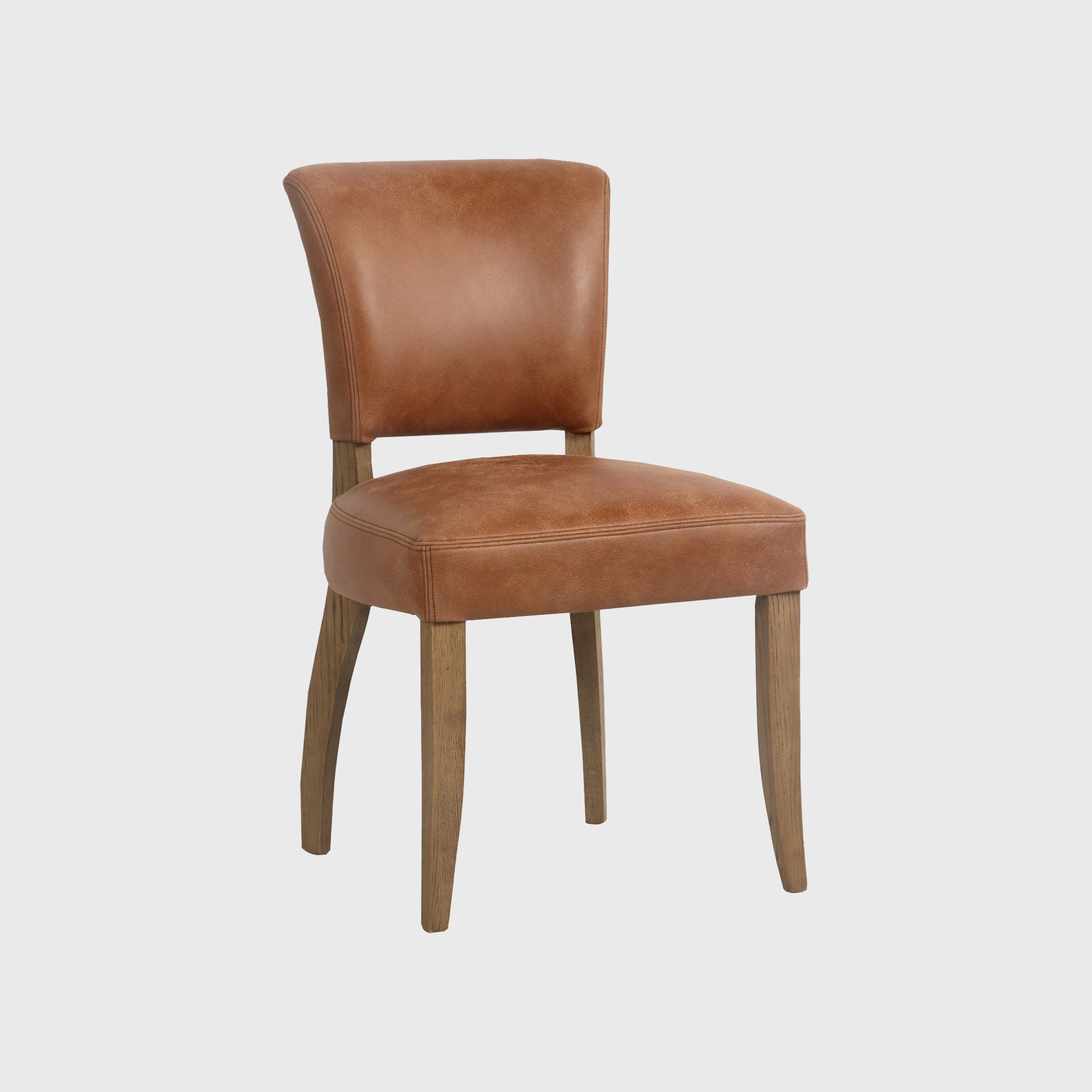 Otto Brown Leather Dining Chair with Antique Brass Studs