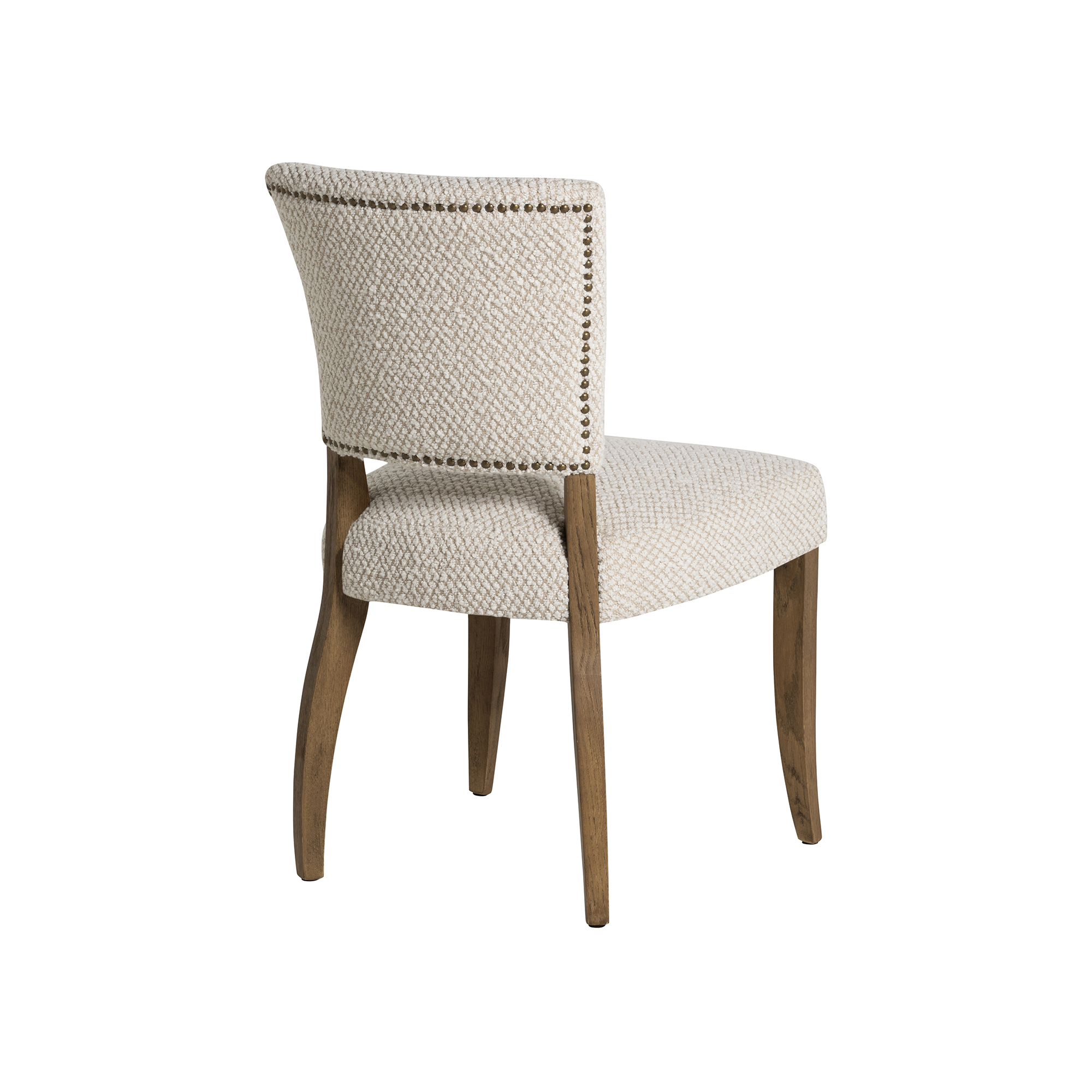 Otto Dining Chair - PJ822 White and Cream and Antique Brass Studs