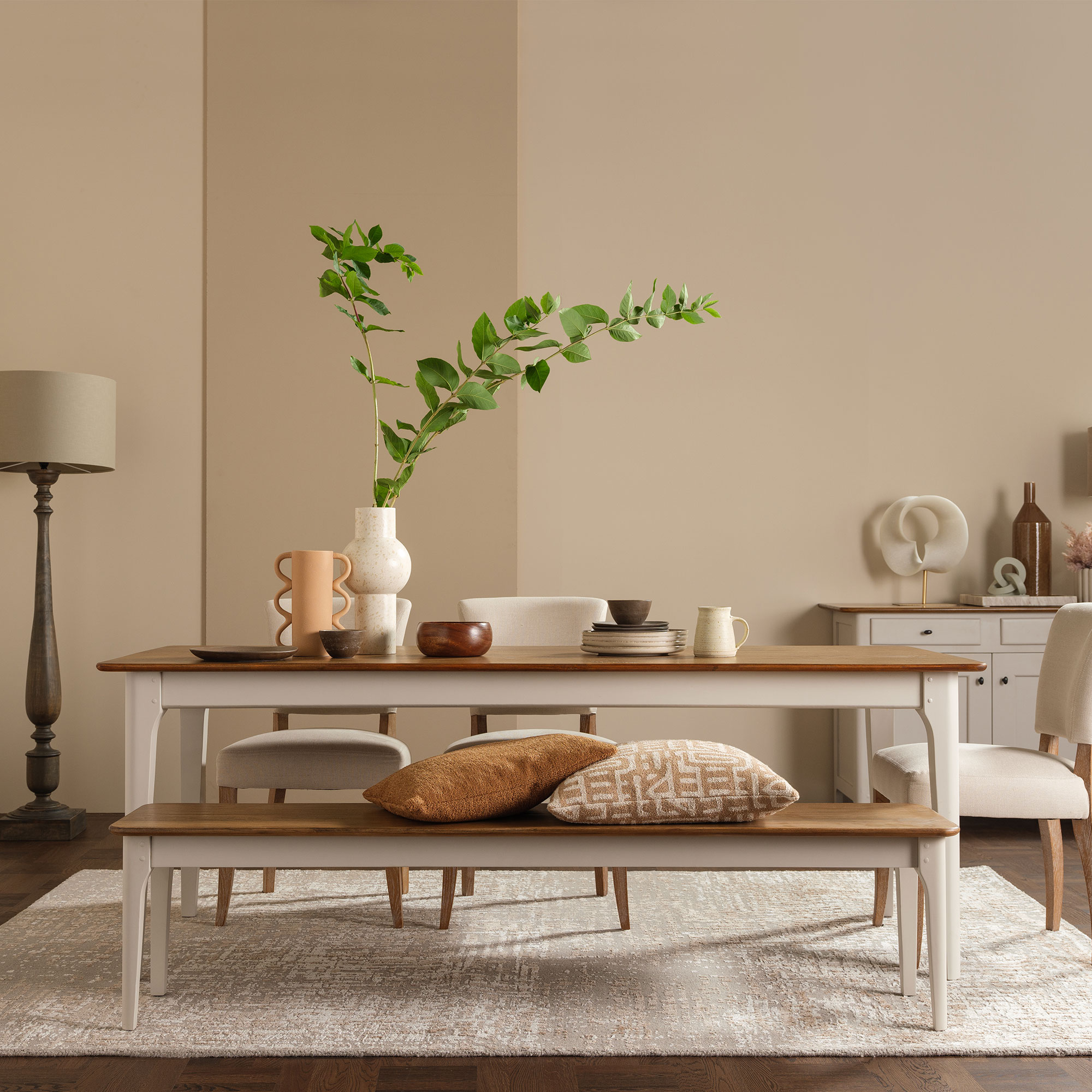 Otto Dining Chair - PJ810 White Fabric and Silver Studs