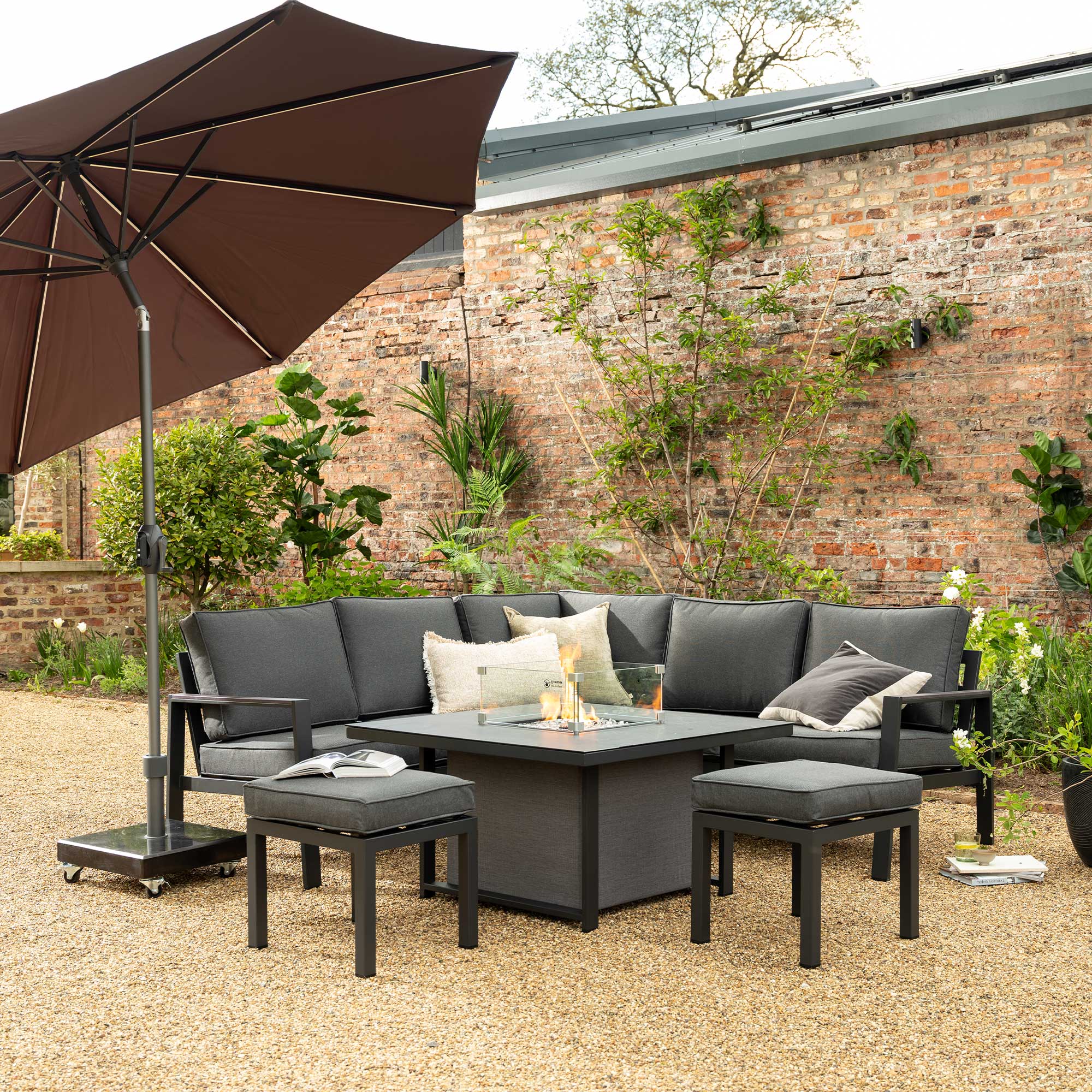 Cove Led 3M Anthracite and Granite Tilting Parasol, Cover Included