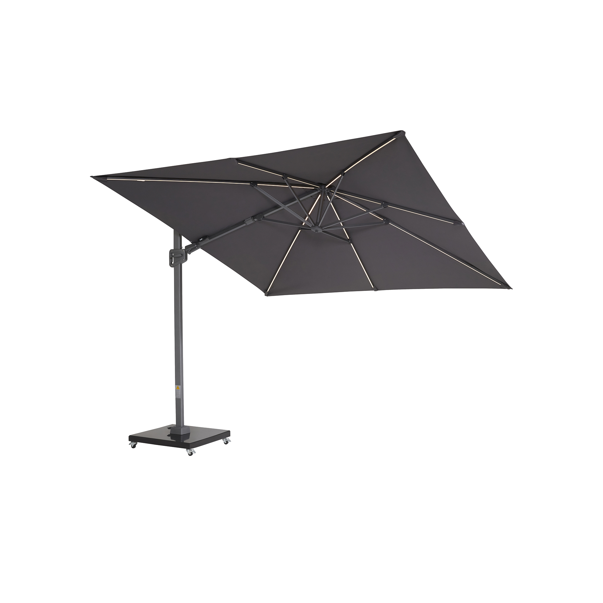 Lux Anthracite Grey Led Garden Parasol With Wheel Base and Protective Cover