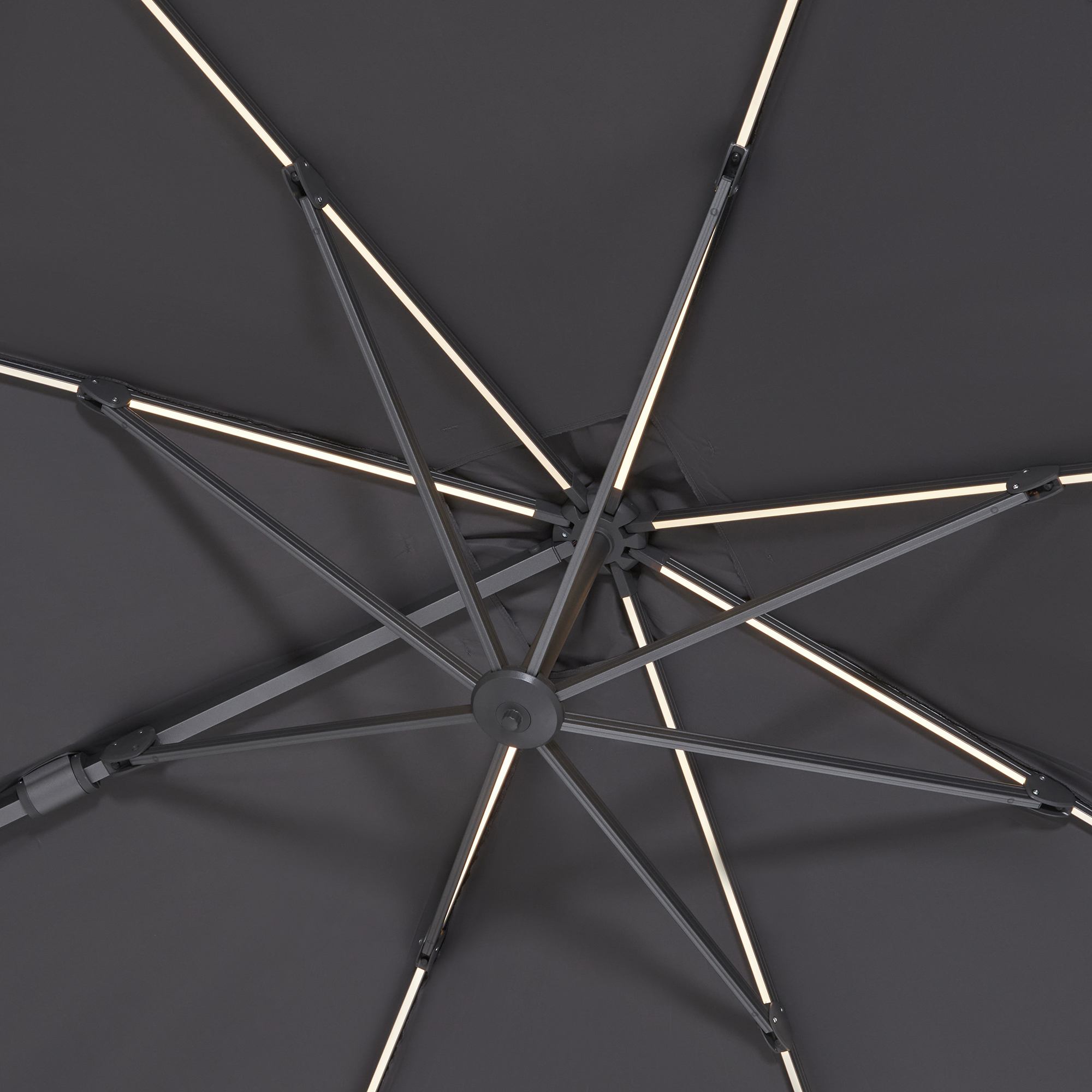 Lux Anthracite Grey Led Garden Parasol With Wheel Base and Protective Cover