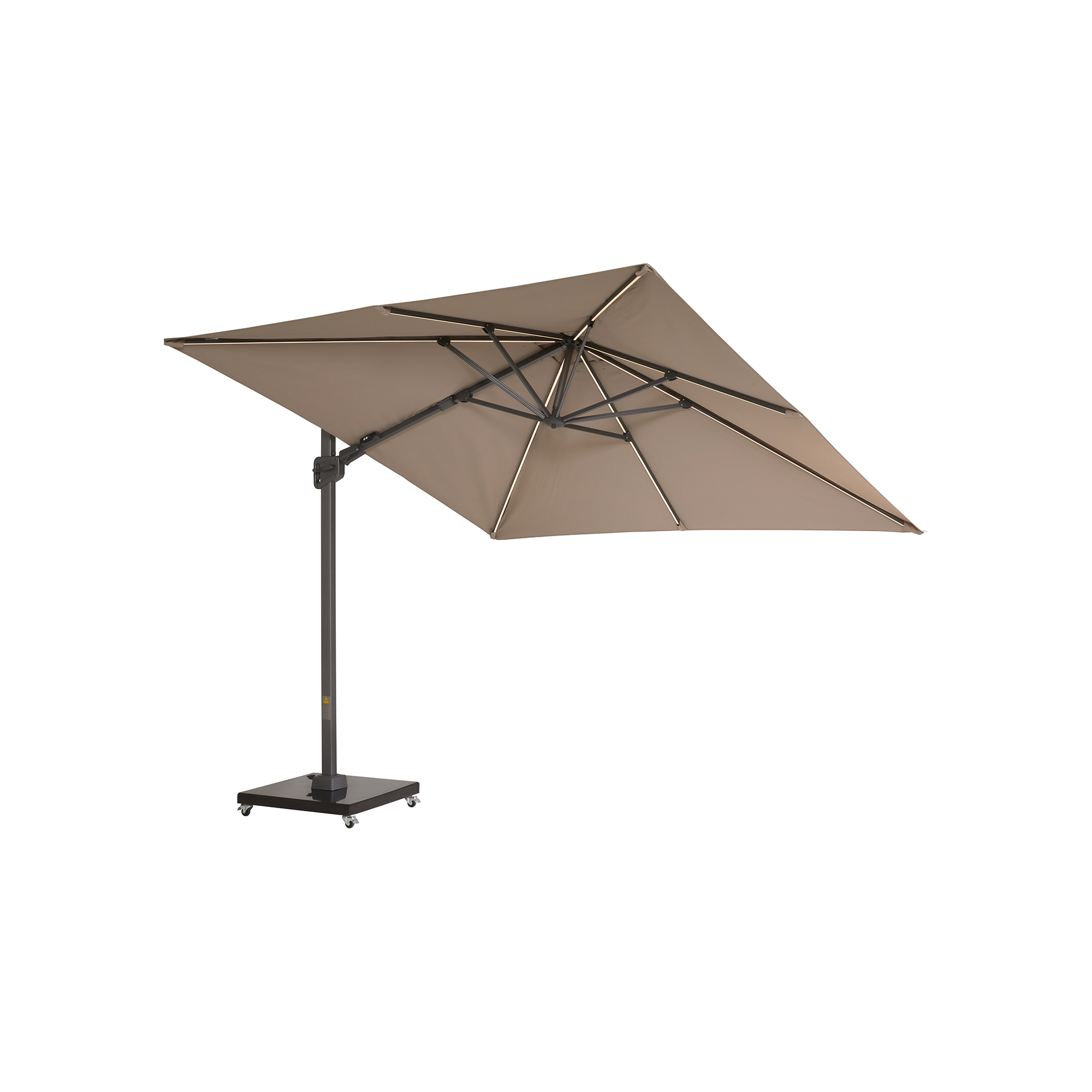 Lux Taupe Led Garden Parasol With Wheel Base and Protective Cover