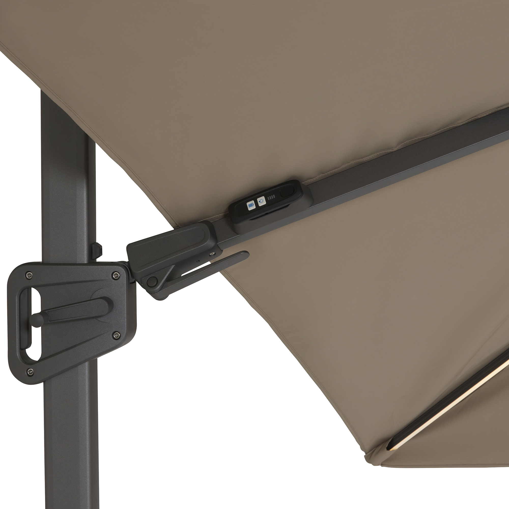 Lux Taupe Led Garden Parasol With Wheel Base and Protective Cover