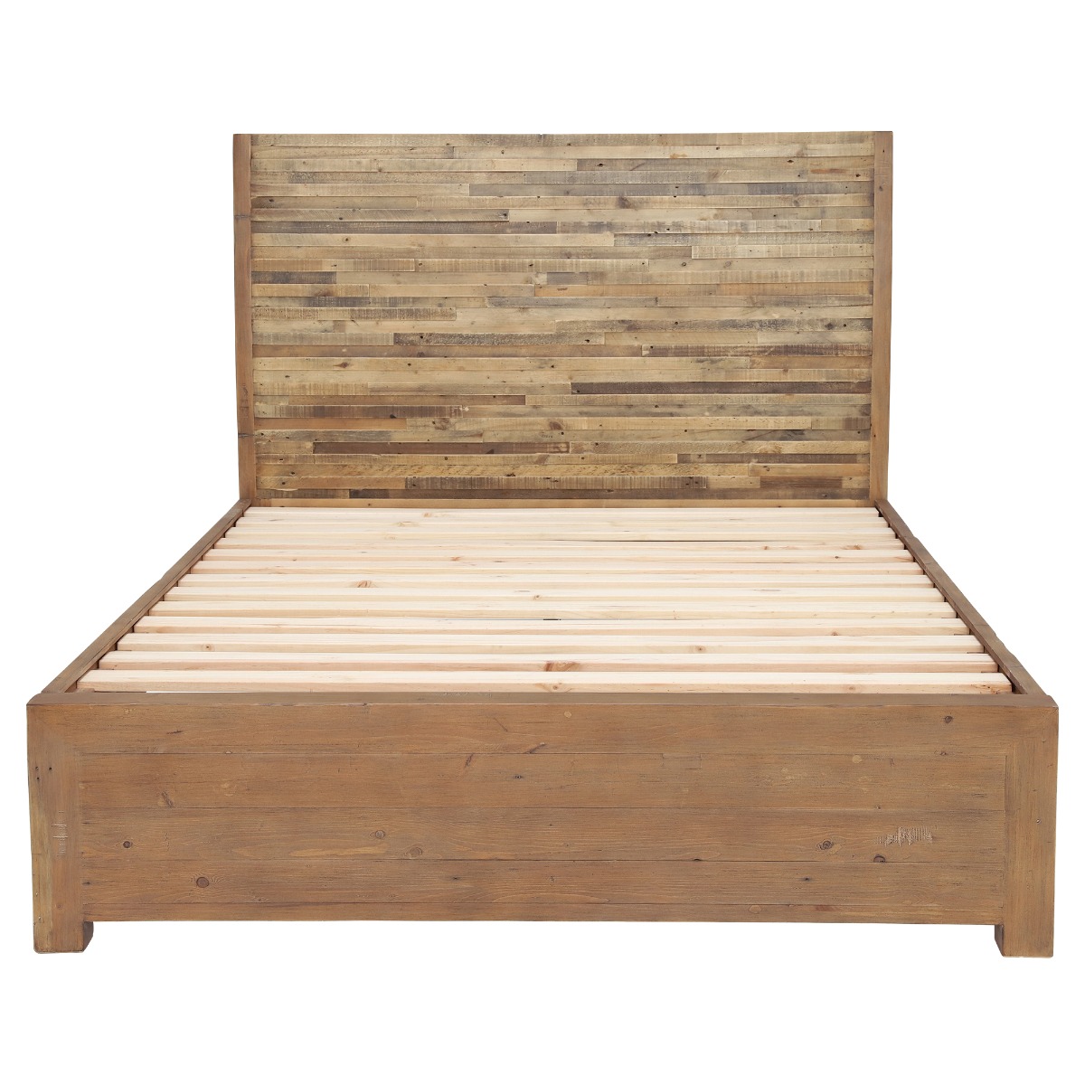 Charlie Reclaimed Wood Double Low End Bed Frame , Oaklands/Rustic Natural