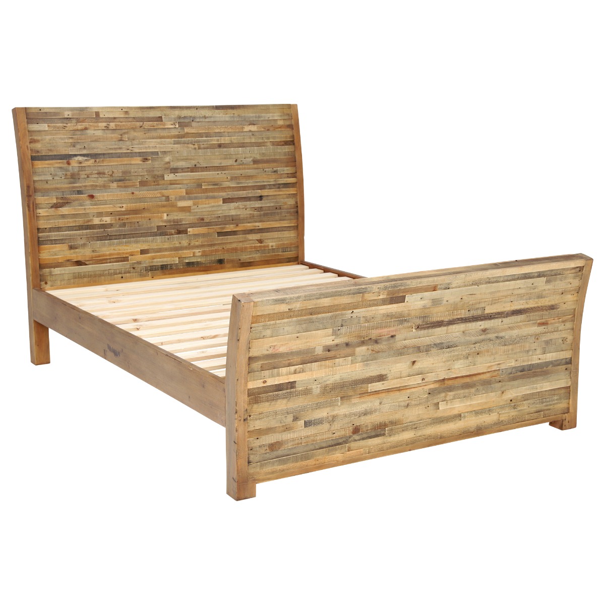 Charlie Reclaimed Wood King High End Bed Frame , Oaklands/Rustic Natural